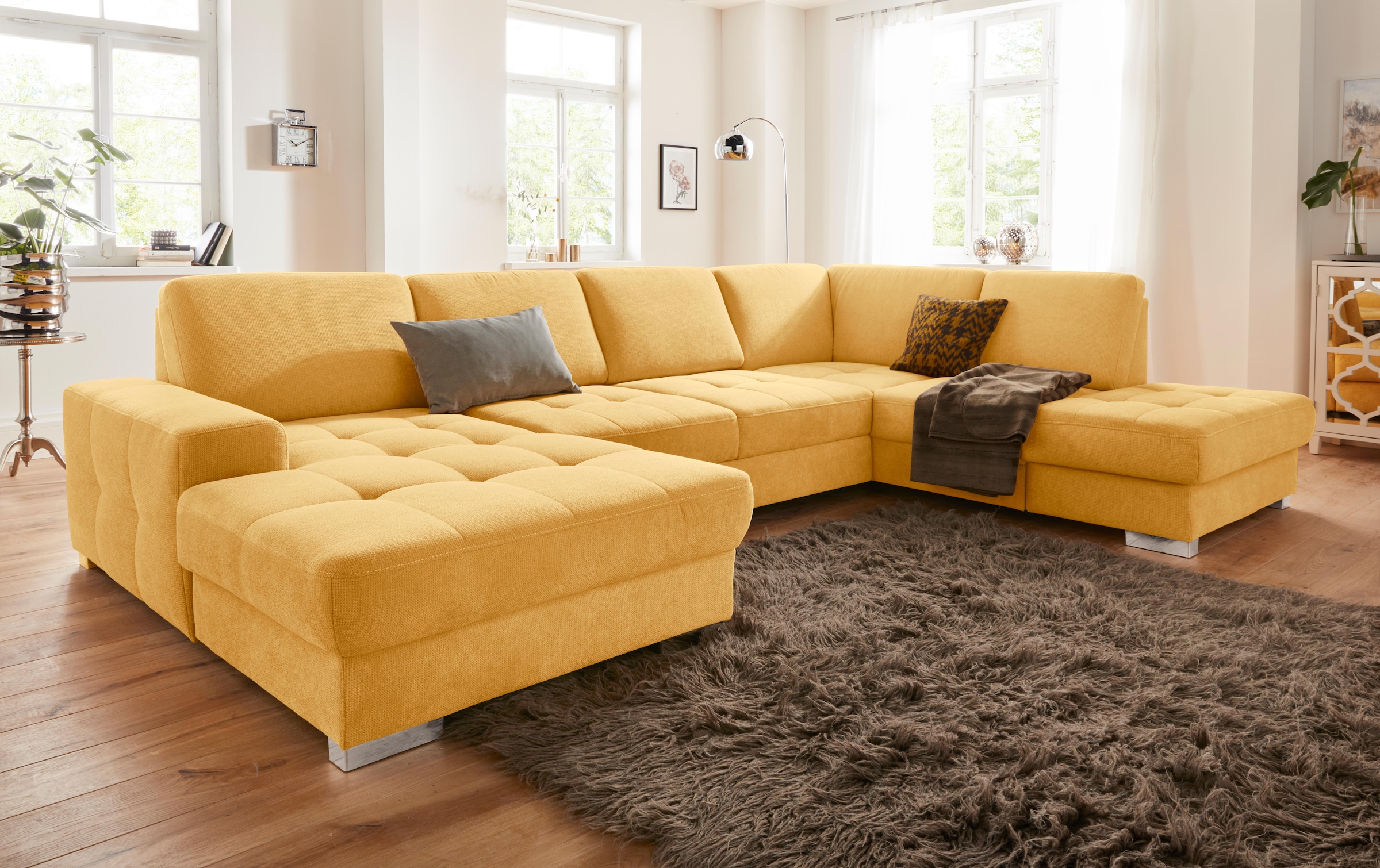 sit&more Wohnlandschaft »Santorini U-Form«, mit Federkern und Sitztiefenverstellung, wahlweise mit Bettfunktion