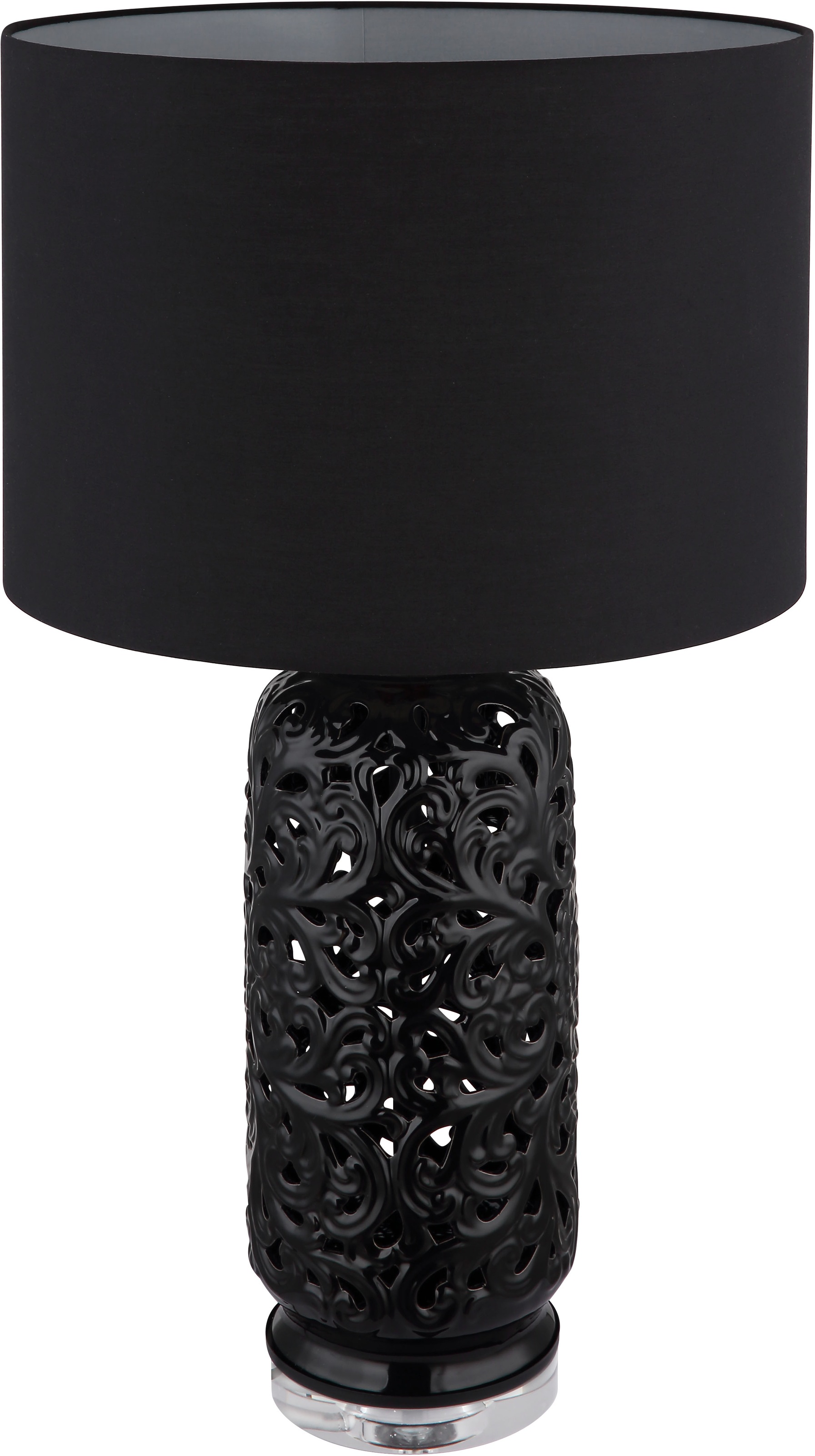 GLOBO LIGHTING Tischleuchte »SEBASTIAN«, Leuchtmittel E27 | ohne Leuchtmittel, Tischlampe/Schlafzimmer/Wohnzimmer/Textil schwarz