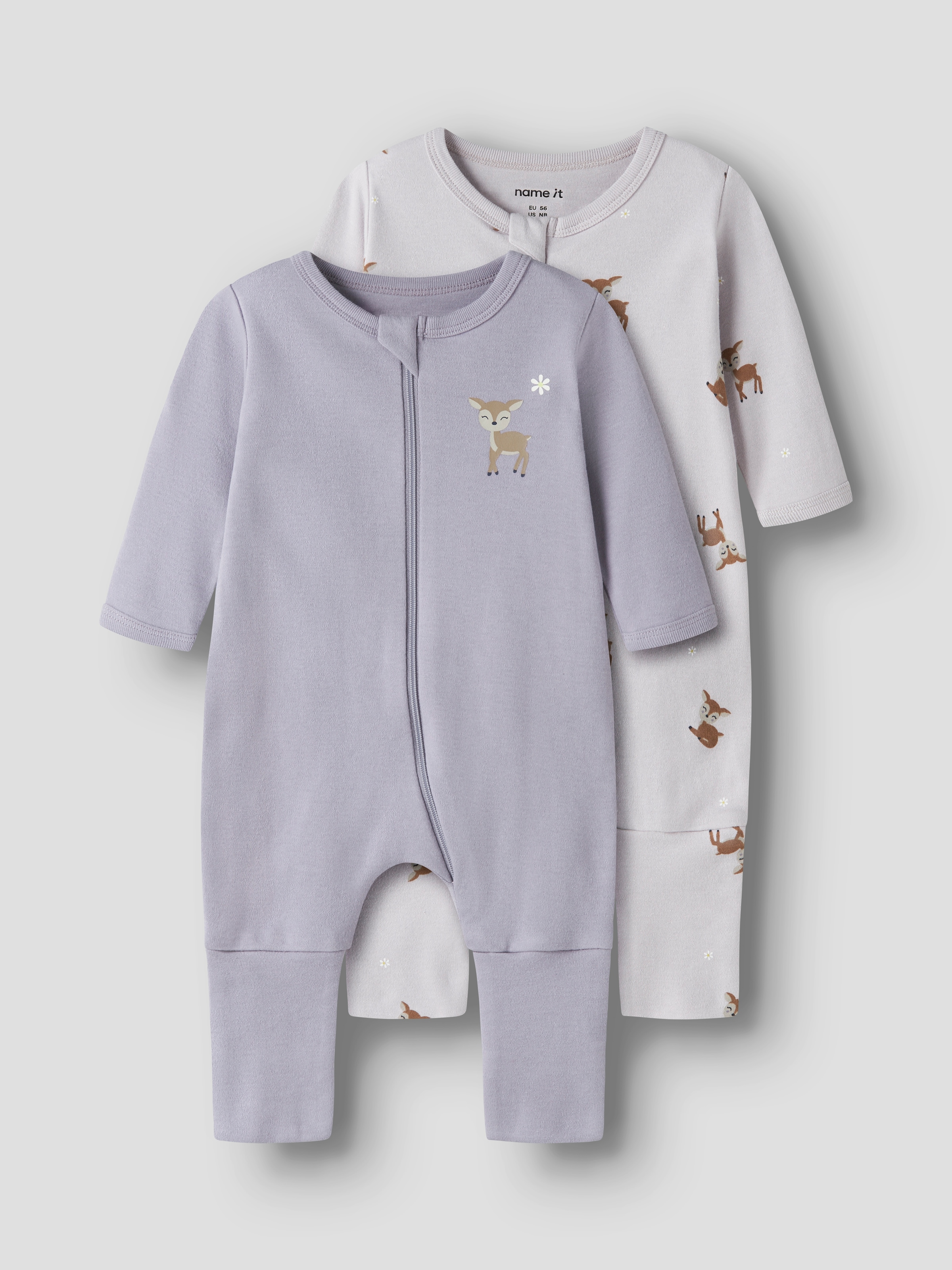 Name It Schlafanzug »NBFNIGHTSUIT 2P ZIP FF LILAC DEER NOOS« Packung, 2 tlg.