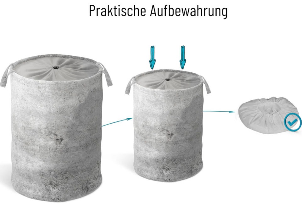 Sanilo Wäschekorb »Beton«, kräftige Farben, samtweiche Oberfläche, mit Deckel