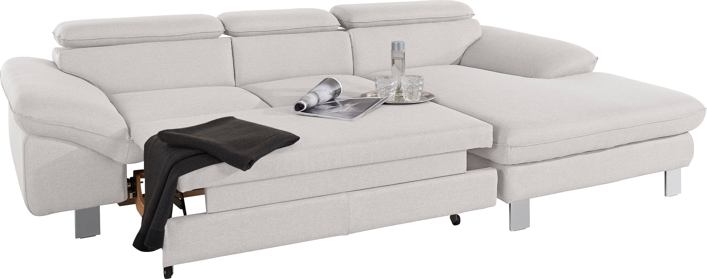 COTTA Polstergarnitur »Driver L-Form«, (Set, 2 tlg.), Set bestehend aus: Ecksofa mit Kopfteilverstellung & Hocker