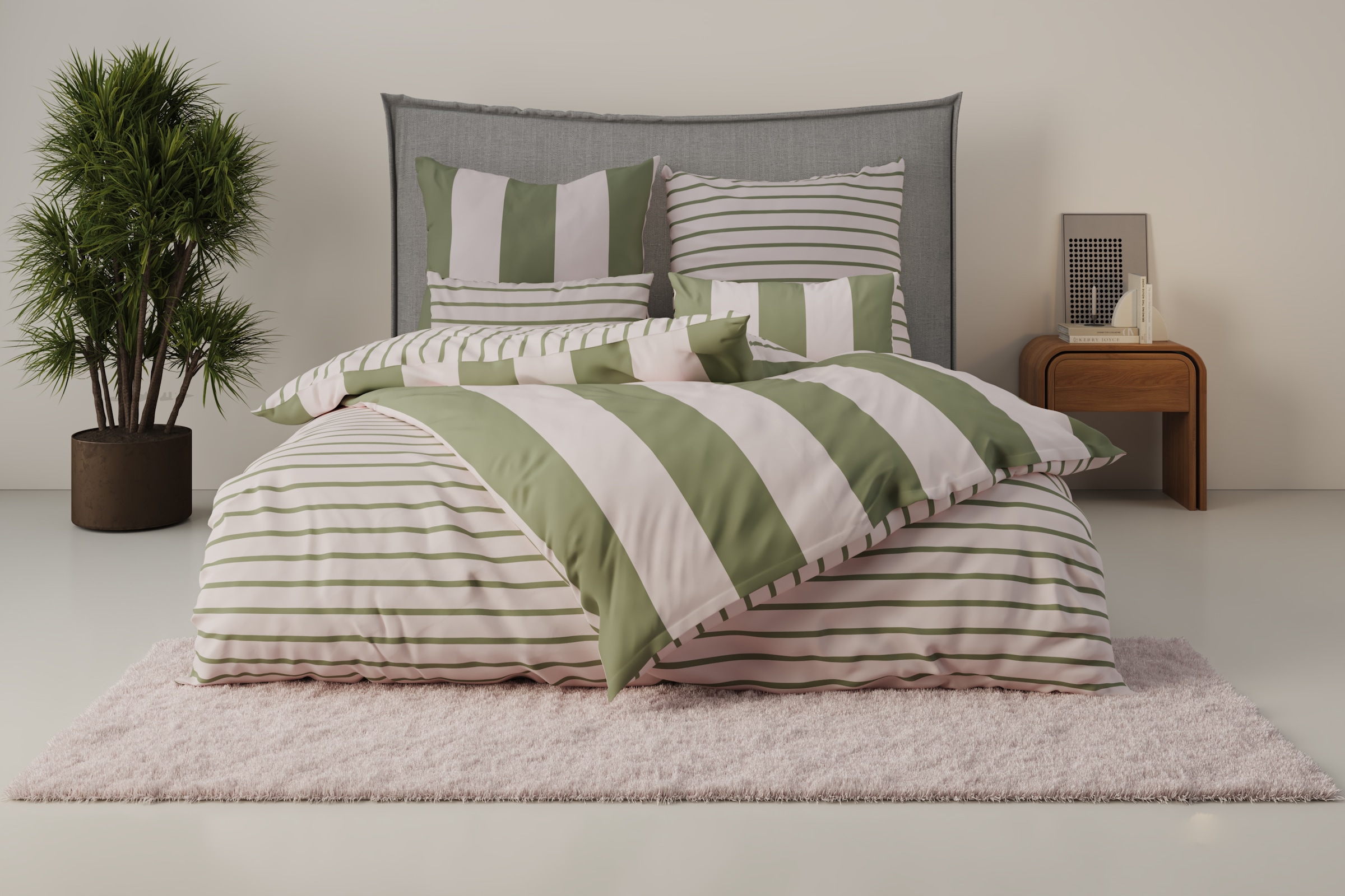 OTTO home Bettwäsche »Sari Trend« 2 tlg. tlg. moderne Bettwäsche mit Streif günstig online kaufen