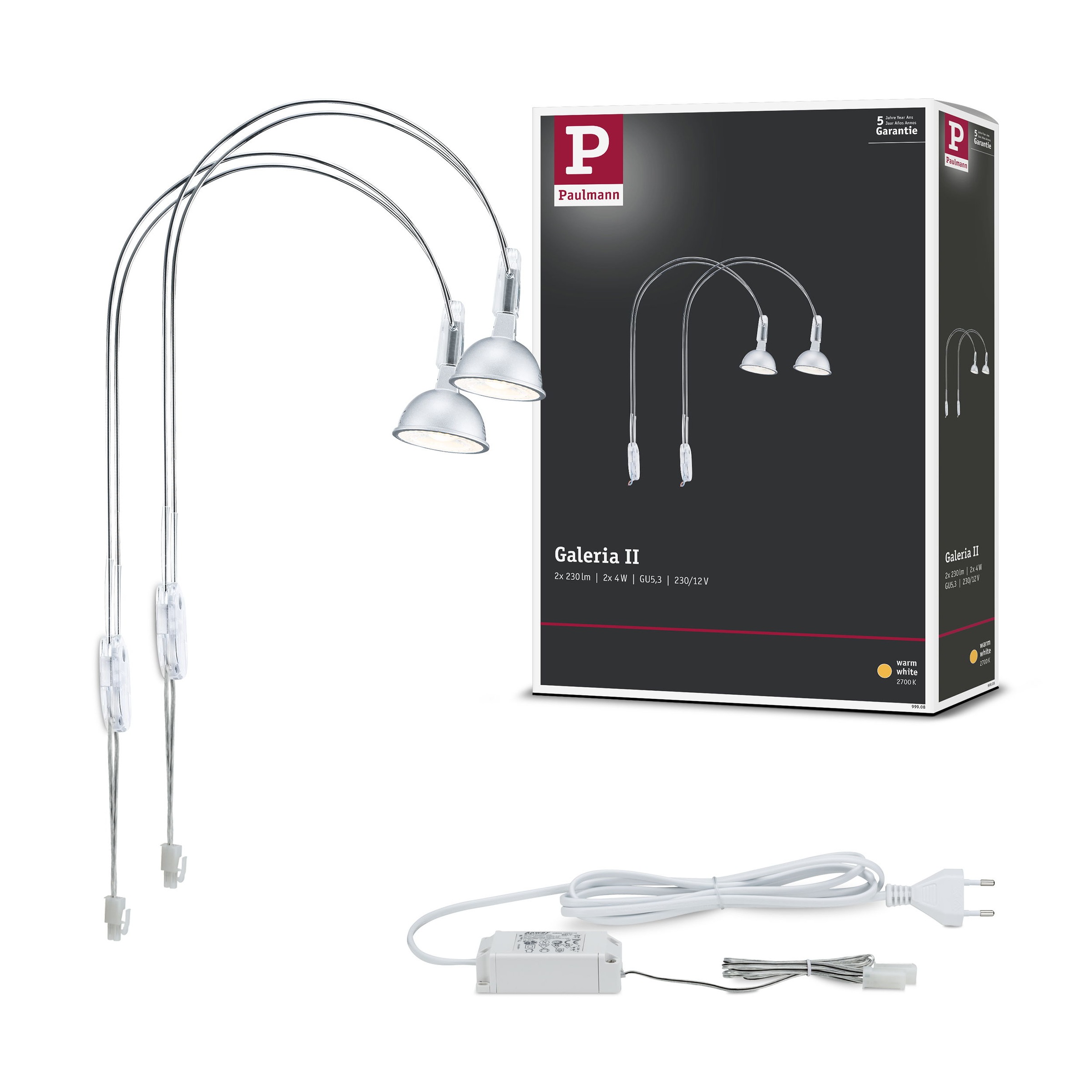 Paulmann LED Bilderleuchte »Galeria LED II Chrom inkl. Leuchtmittel 2x4W GU5,3«, 2 flammig, Leuchtmittel GU 5,3 | LED fest integriert