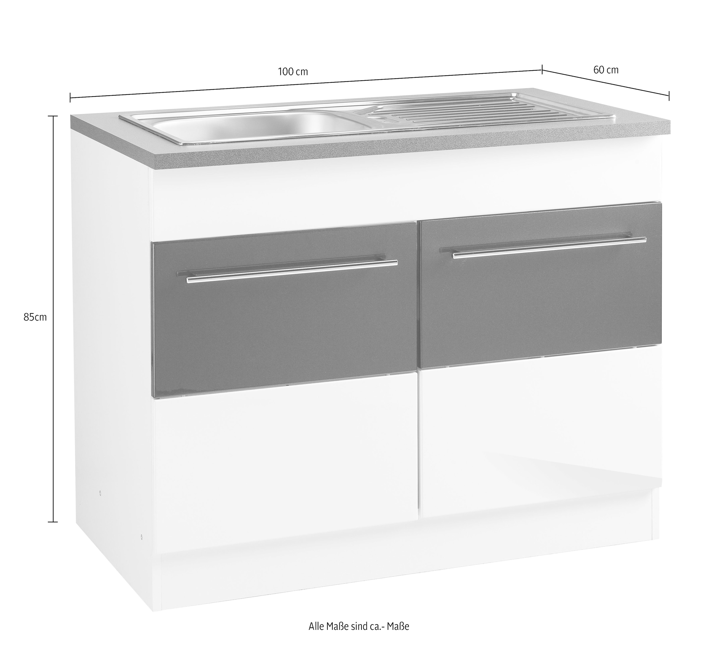 HELD MÖBEL Spülenschrank »Trient«, 100 cm breit, inkl. Einbauspüle auf  Rechnung bestellen