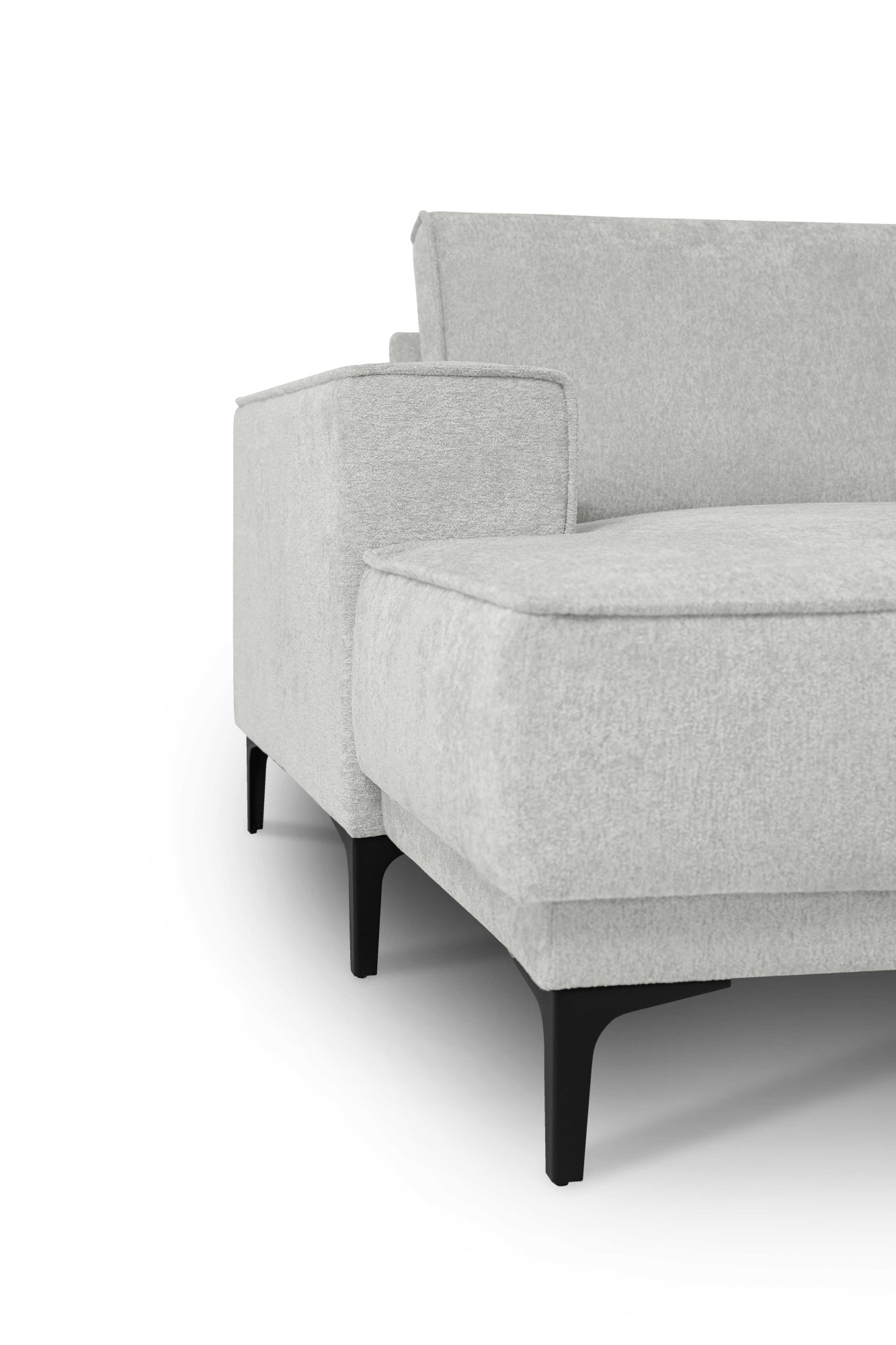 Places of Style Wohnlandschaft »XXL Sofa Oland, Struktur, Flachgewebe, Luxus-Microfaser, Boucle«, U-Form, 342 cm, Wellenunterfederung, Skandi-Design, Metallfüße