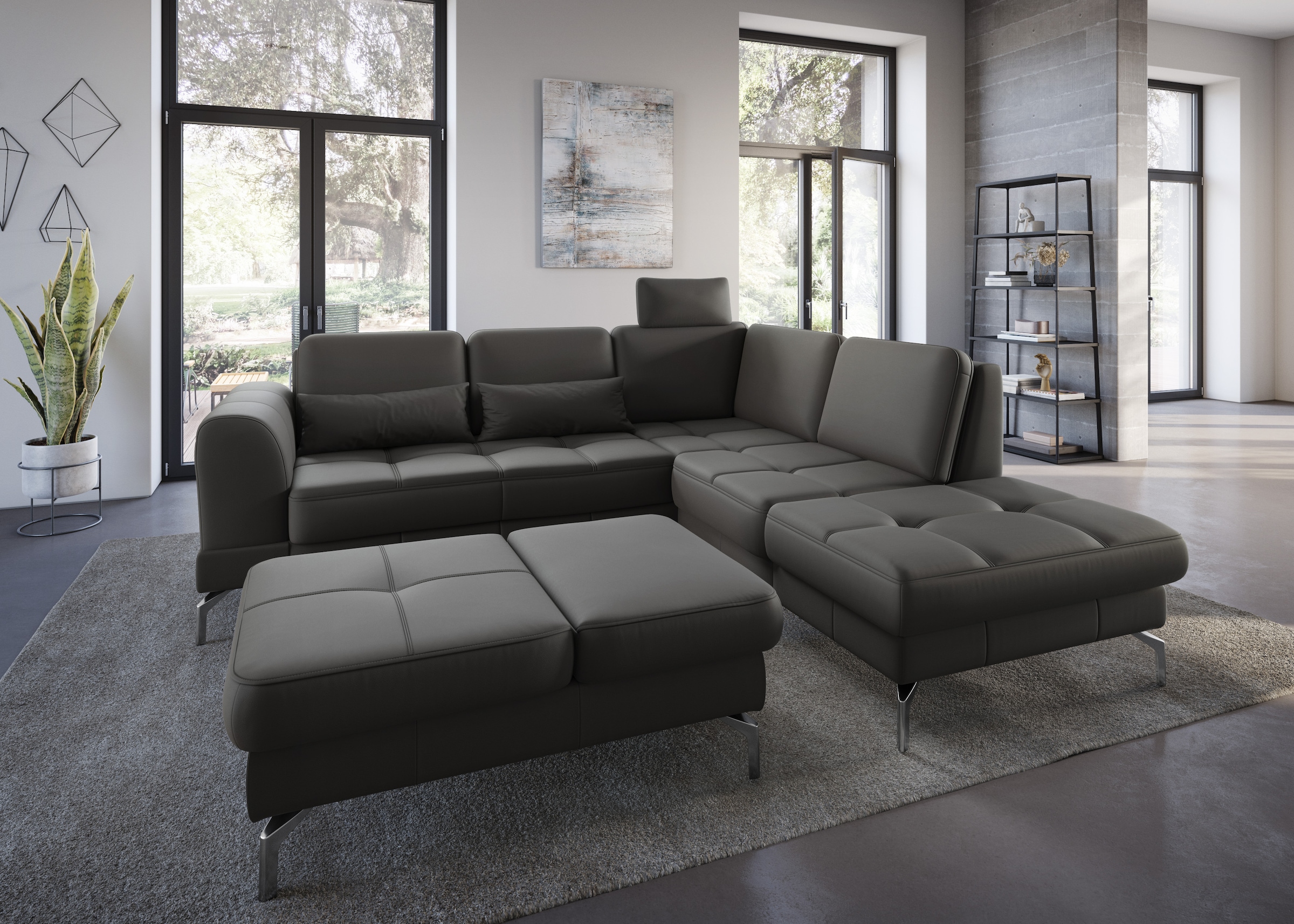 sit&more Ecksofa »Bendigo L-Form«, inklusive Sitztiefenverstellung, Bodenfreiheit 15 cm, in 2 Fußfarben