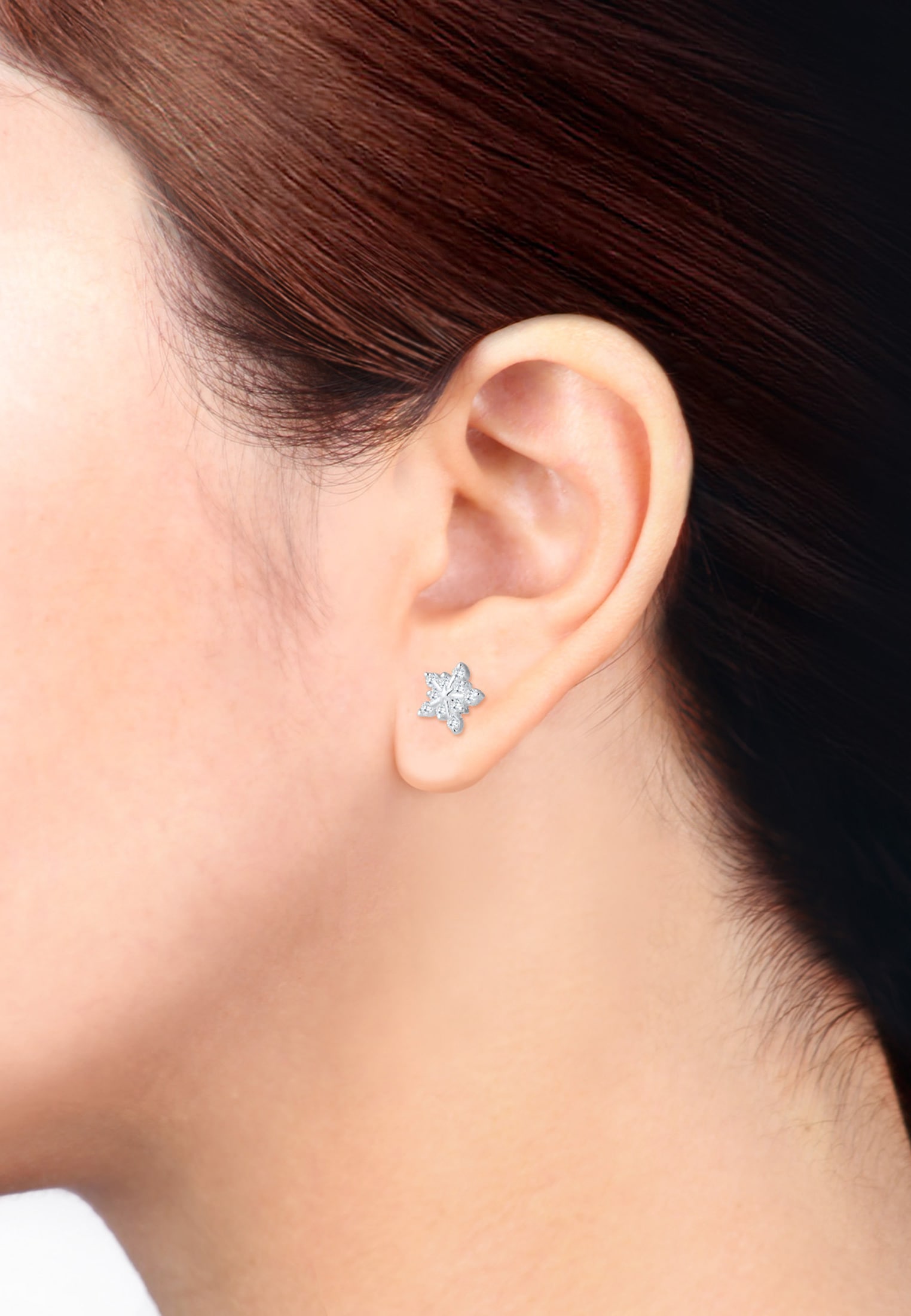 Elli Paar Ohrstecker »Schneeflocke Winter Zirkonia 925er Sterling Silber«