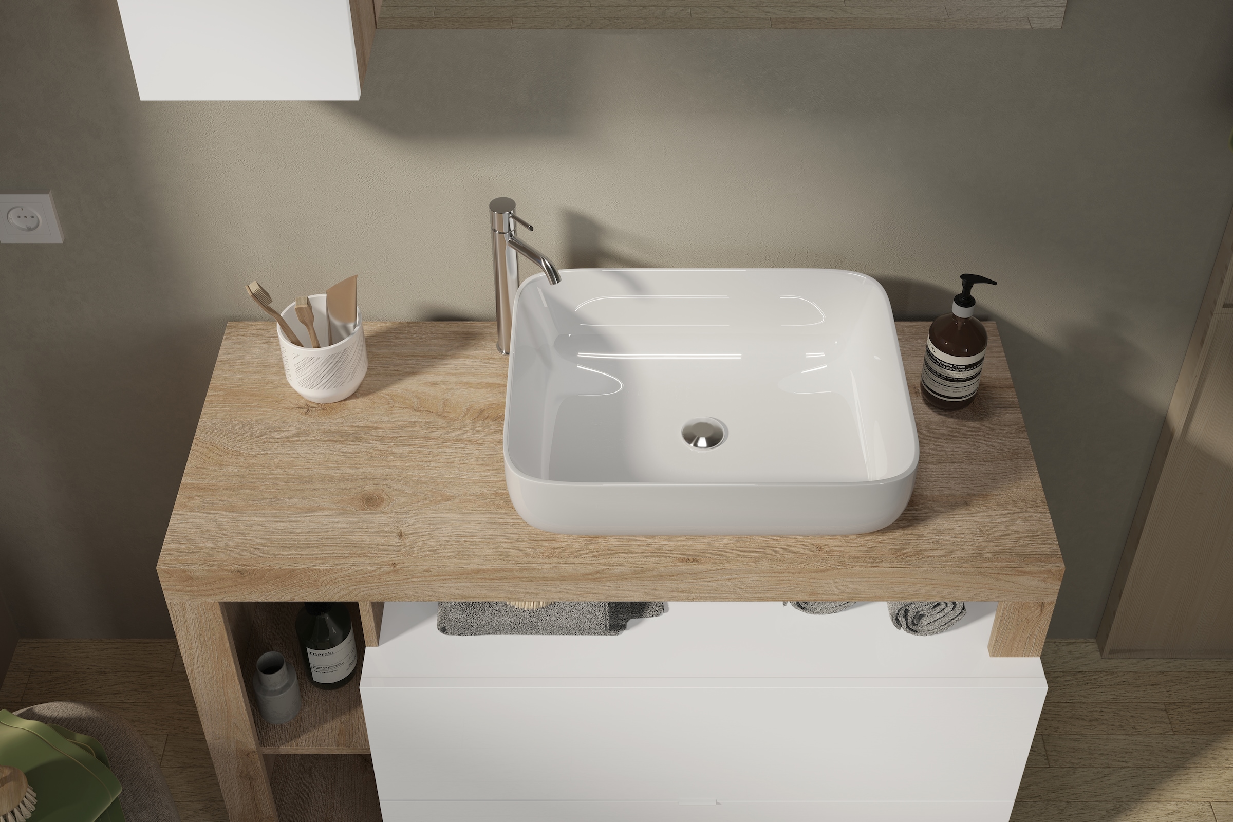 welltime Badmöbel-Set »Hamburg, Badezimmerset 2tlg. Breite 110 cm, Badmöbel, Waschtisch inkl.« Spar-Set, 2 Stk. tlg.