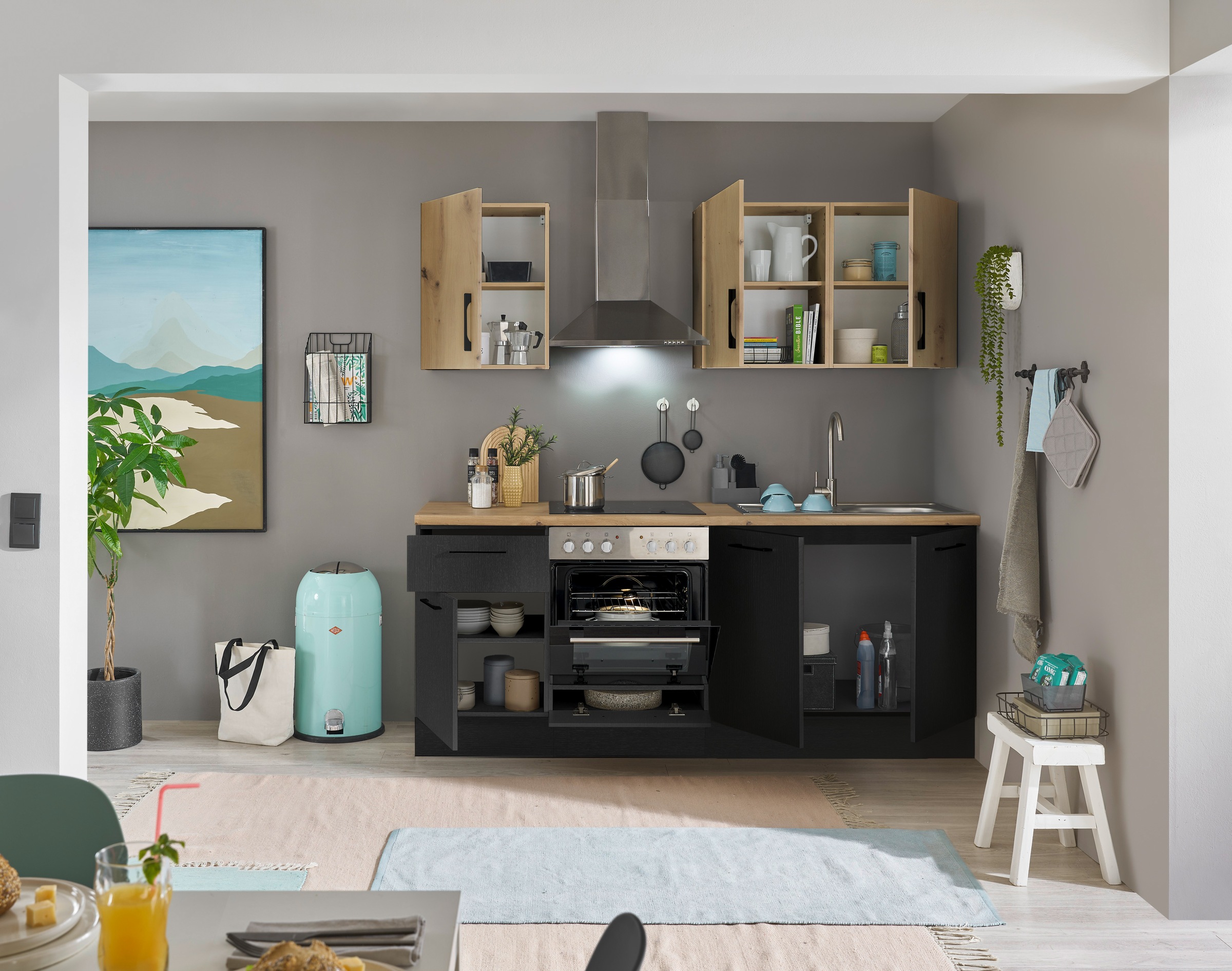 BASIC by Balculina Küchenzeile »Turin«, Breite 210 cm, wahlweise mit E-Geräten