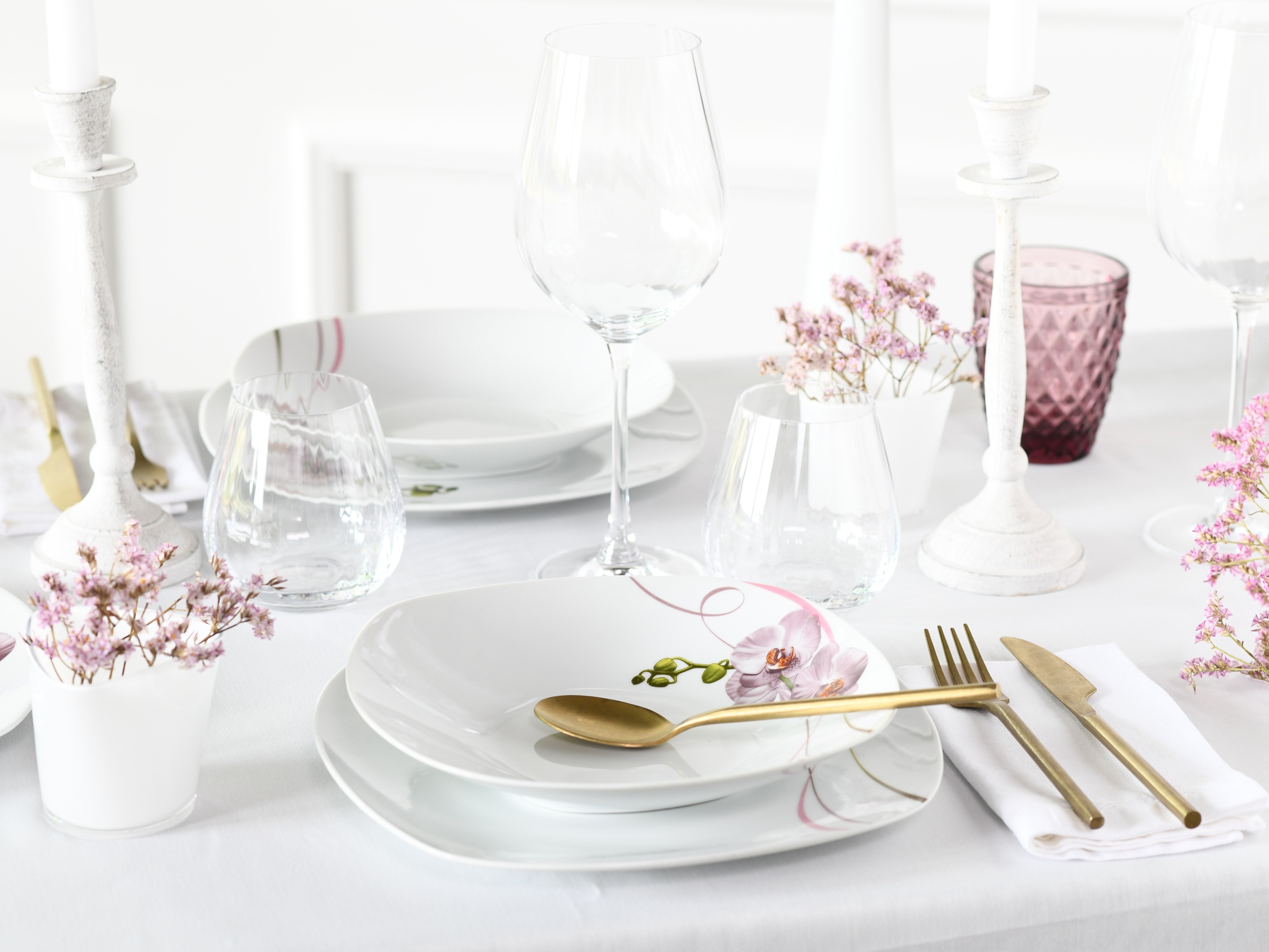 CreaTable Kombiservice »Square Orchidee, Kombi-Service 30-tlg«, (Set, 30 tlg.), Fotorealistische Darstellung