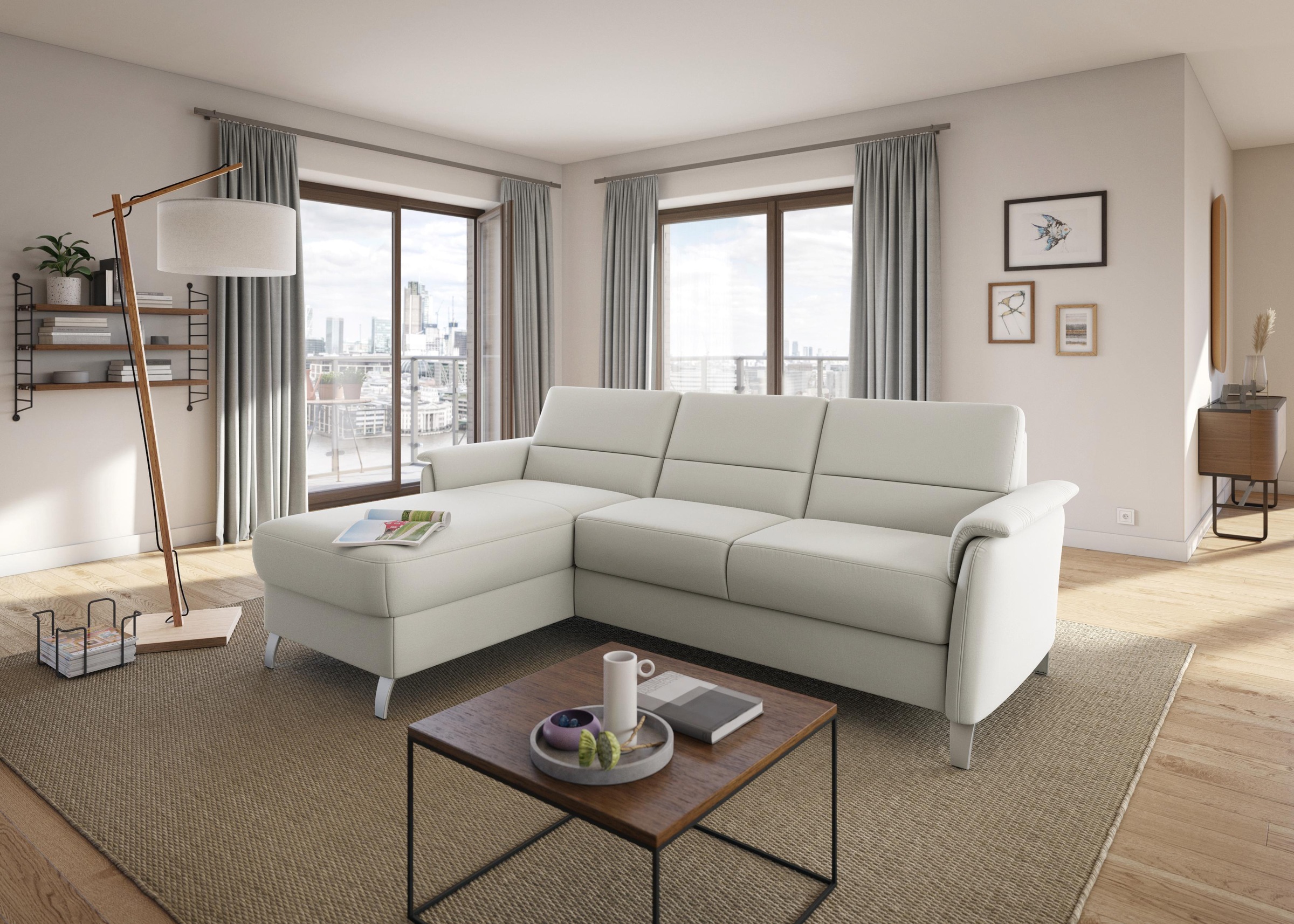 sit&more Ecksofa »Palmera L-Form«, Federkern, wahlweise mit Bettfunktion und mit/ohne Stauraum