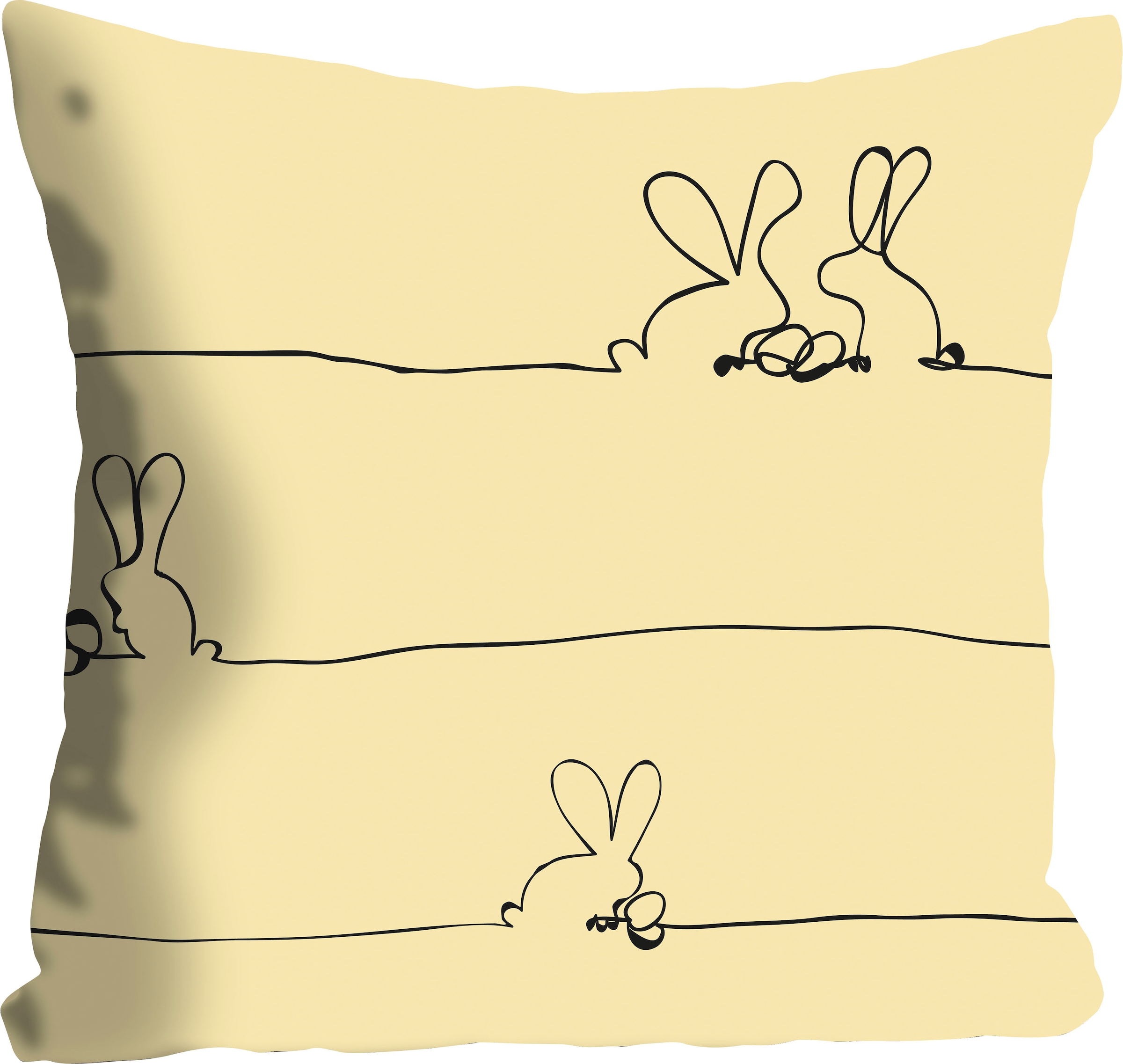queence Dekokissen »Bunny Family yellow«, Kissenhülle,Österliches Hasenpaar günstig online kaufen