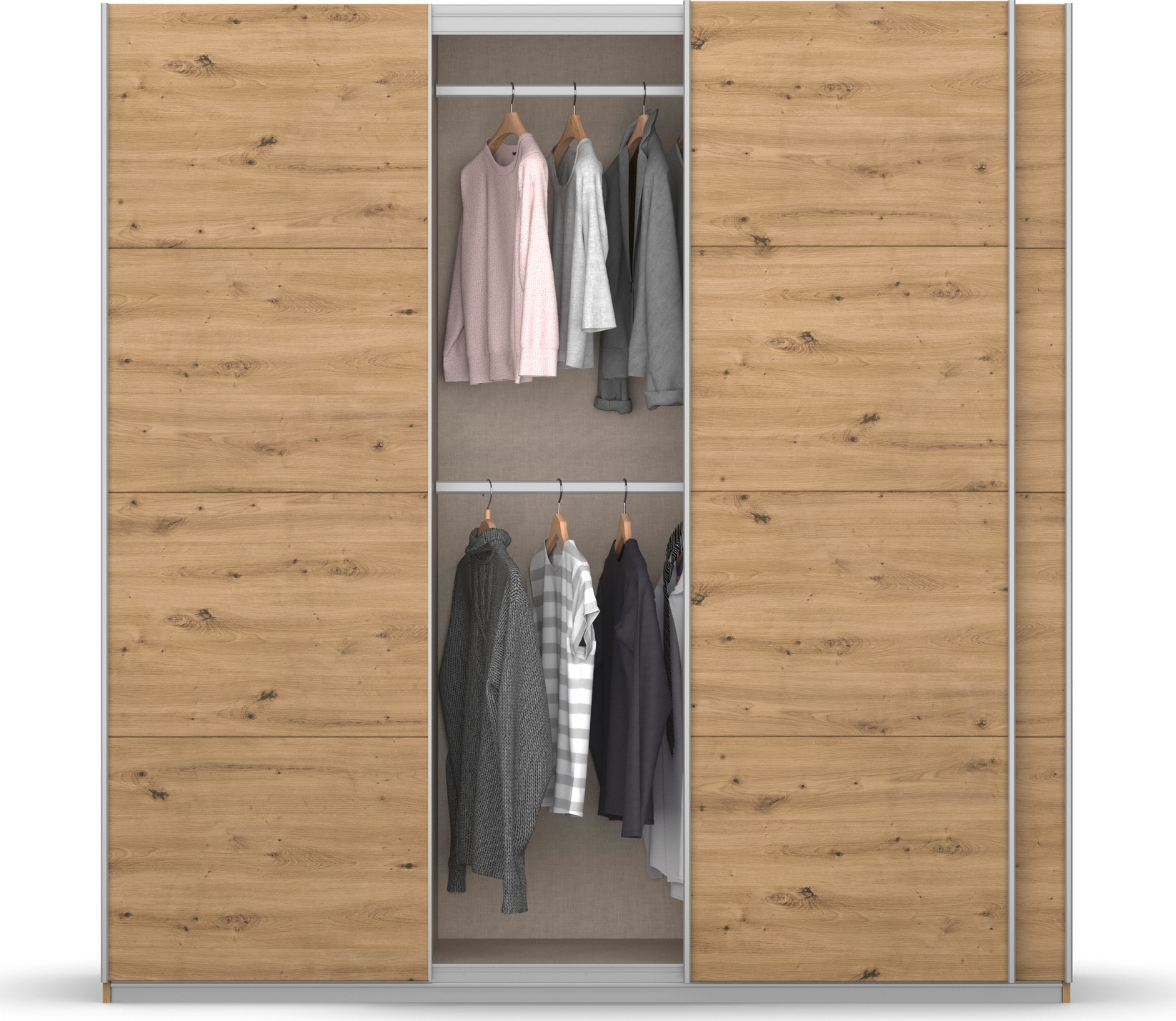 rauch Schwebetürenschrank »Kleiderschrank Schrank Garderobe KOLUNA mit Dekor-Front«, inkl. 2 Innenschubladen sowie extra Einlegeböden MADE IN GERMANY