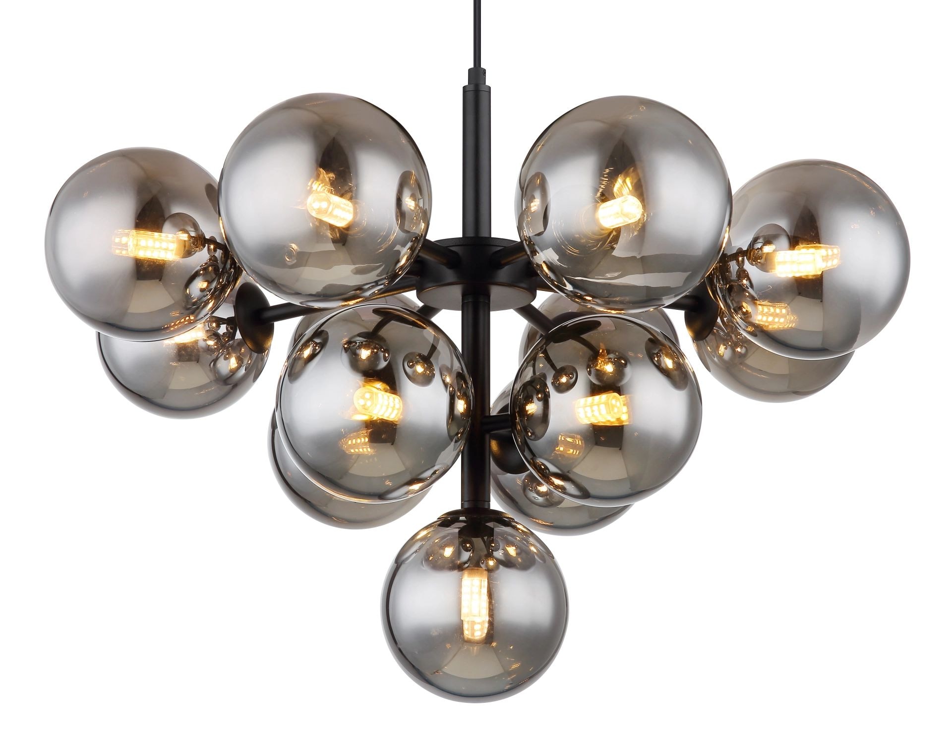 GLOBO LIGHTING LED-Hängeleuchte »GRAPPY«, 13 flammig, Leuchtmittel G9 | ohne Leuchtmittel, rauchfarbene Glaskugeln