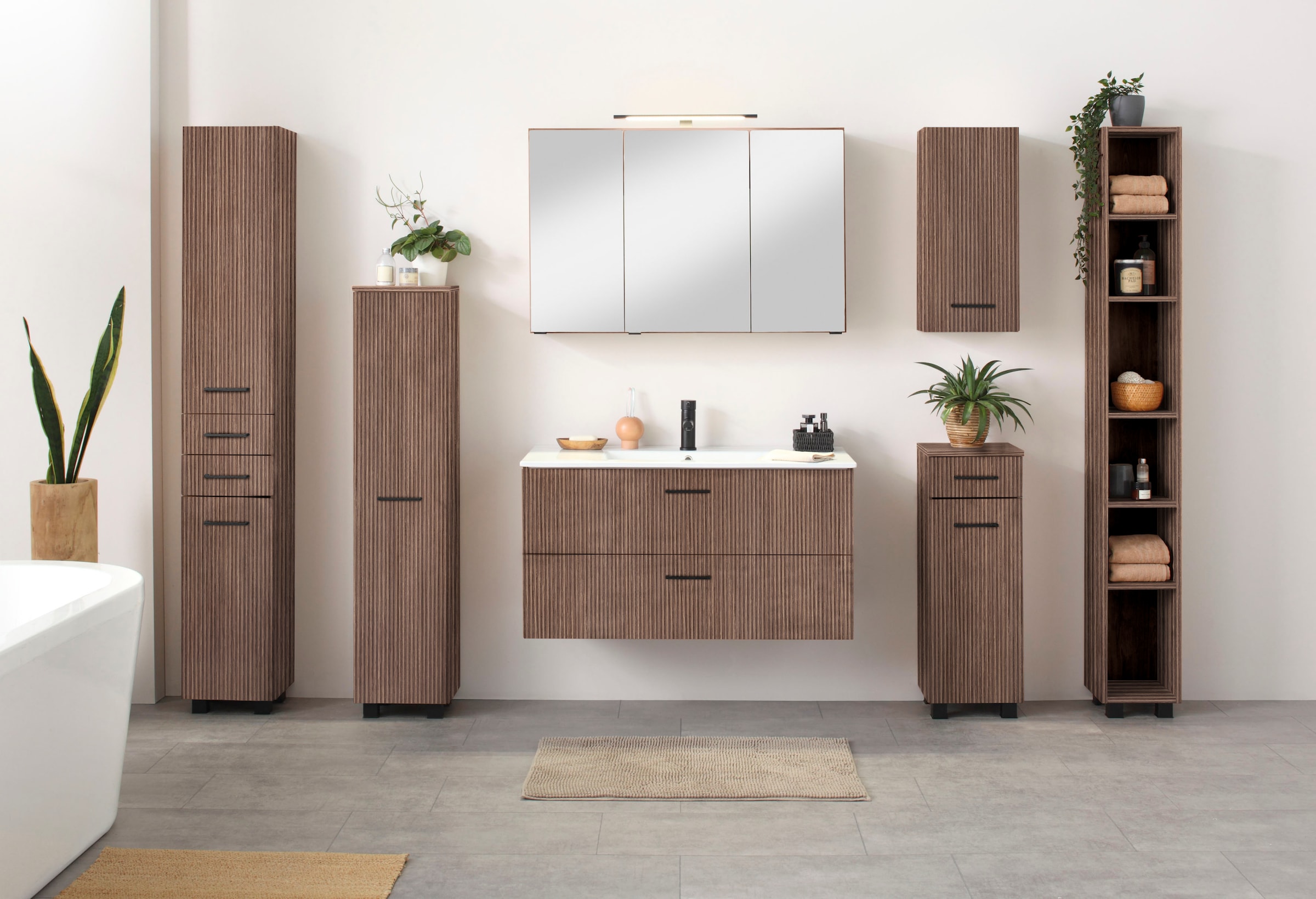 welltime Hochschrank »Trento, verschiedene Ausführungen und Farben«, Badmöbel, Seitenschrank Breite 30 cm, viel Stauraum, Made in Germany