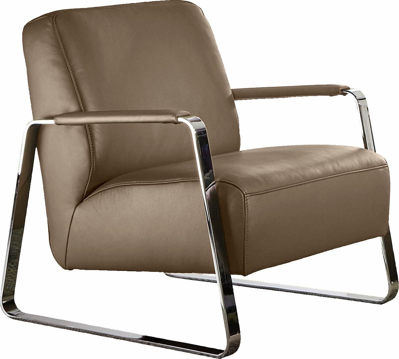 W.SCHILLIG Cocktailsessel »quadroo Designsessel, Loungesessel«, mit bezogenen Armlehnen, Gestell in Chrom glänzend