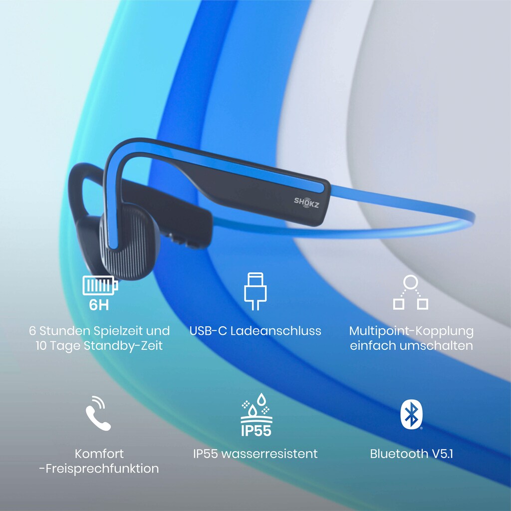 Shokz Sport-Kopfhörer »OpenMove«, Bluetooth-Wireless-A2DP Bluetooth-AVRCP Bluetooth-HFP-HSP, Noise-Cancelling-Freisprechfunktion