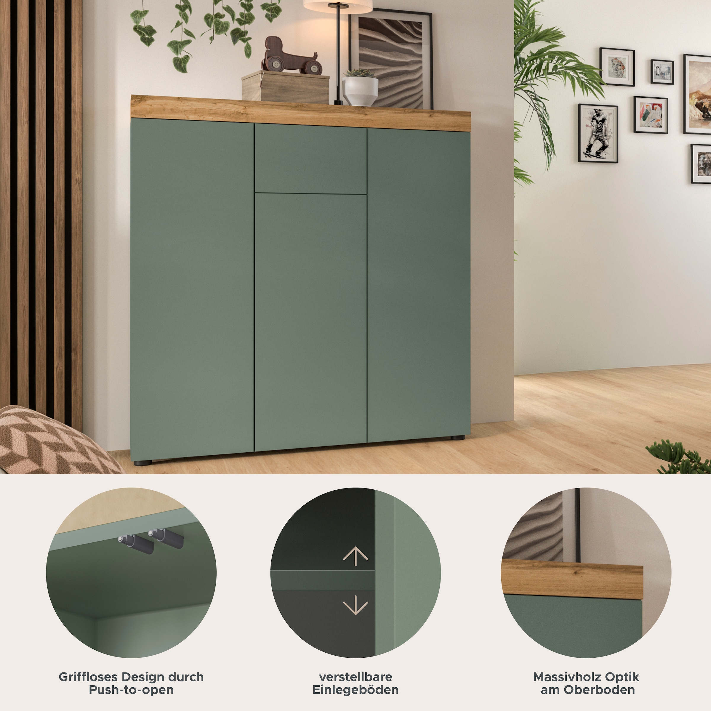 OTTO home Highboard »MAMBO, Breite 105 cm, Höhe 80 cm« 1 Stk. tlg. Kommode, Sideboard, Wohnzimmer, Schlafzimmer