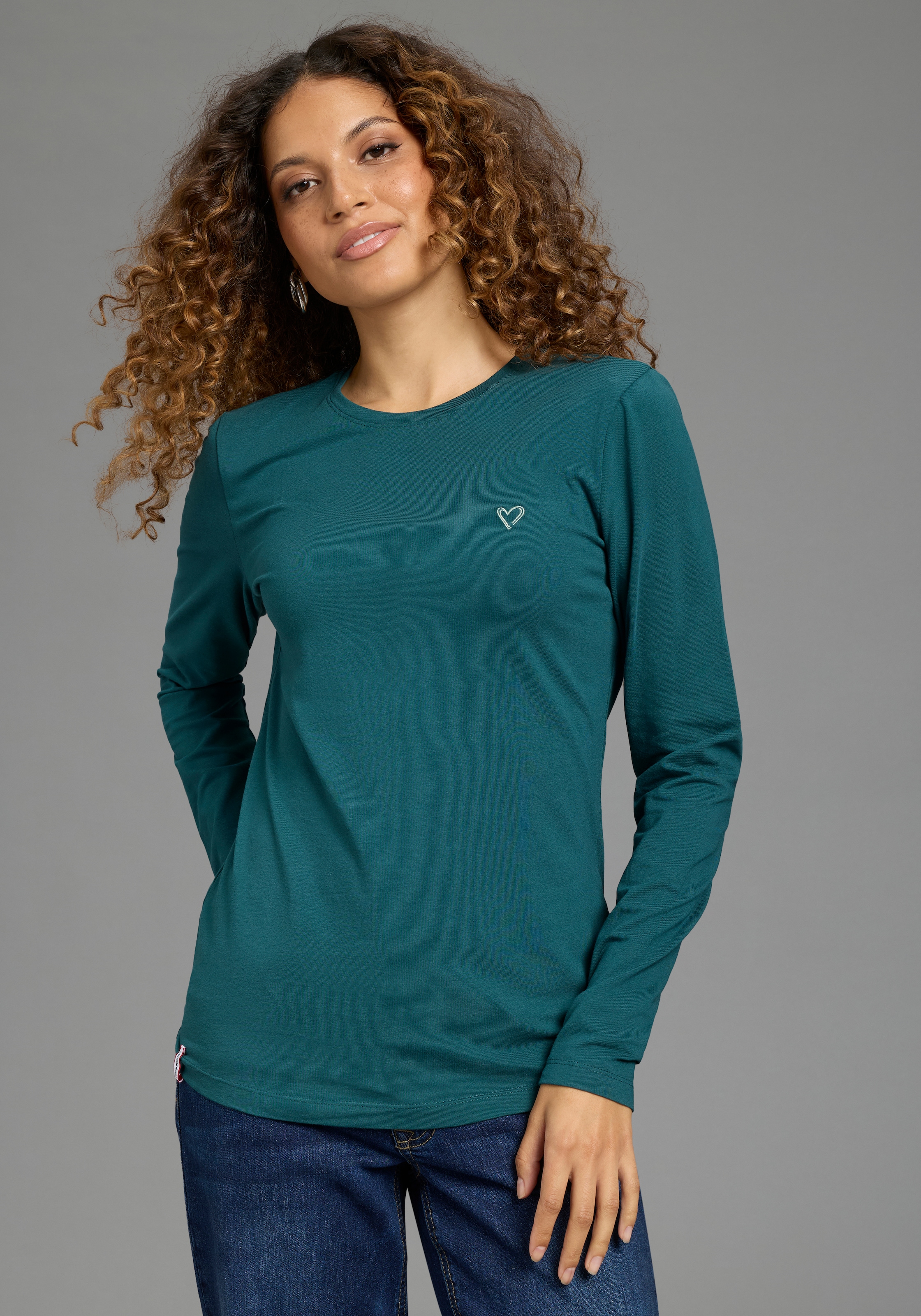 KangaROOS Langarmshirt 2er-Pack,  mit Rundhals, figurbetonte Passform