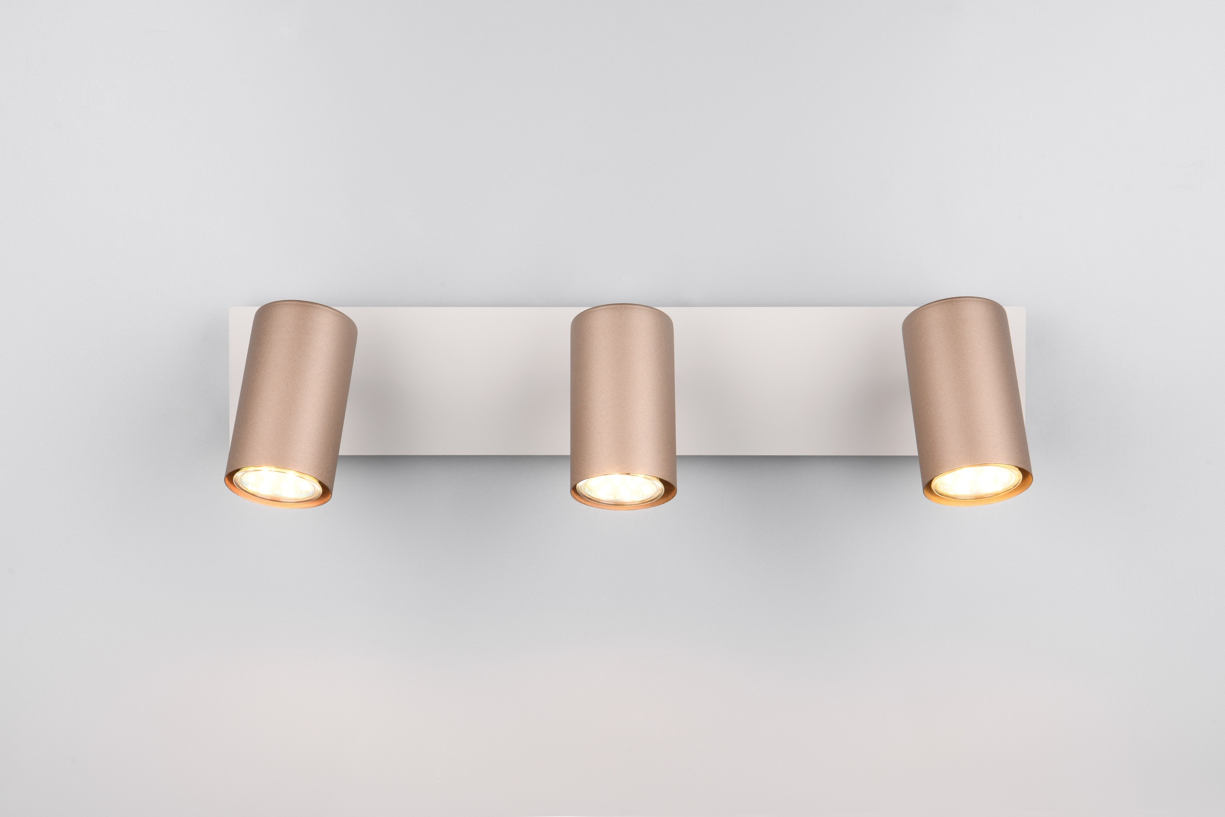 TRIO Leuchten Deckenstrahler »MARLEY, GU10 Deckenspot 1-flammig, exkl 3x GU10 max 35W, Wandspot«, 3 flammig, Leuchtmittel GU10 | Leuchtmittel wechselbar, flexibel verstellbarer GU10 Deckenspot in coffee + warm grey, 48x9 cm