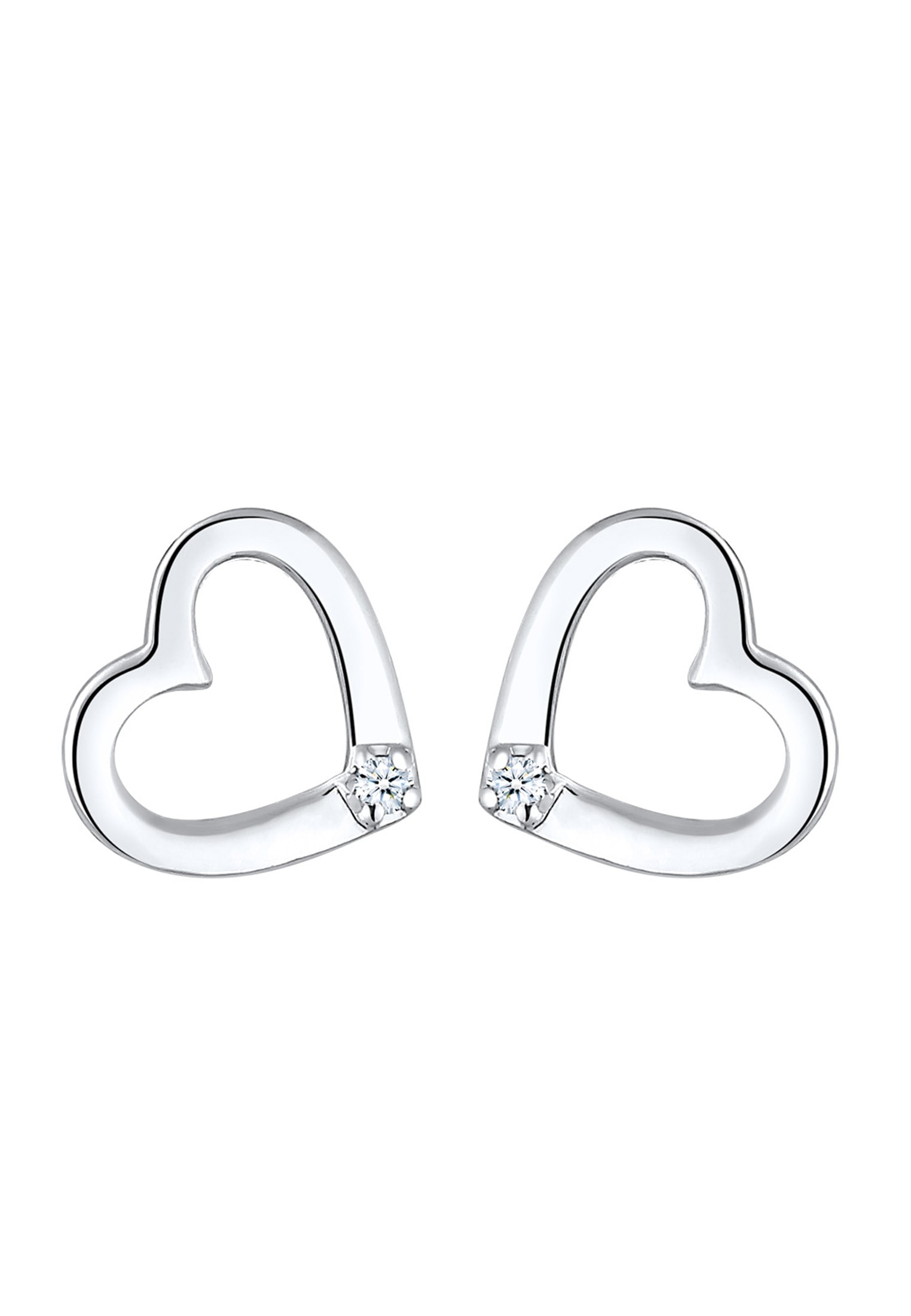 Elli DIAMONDS Paar Ohrstecker »Ohrstecker Herz Diamant Weiß (0.03 ct) 925 Sterling Silber«