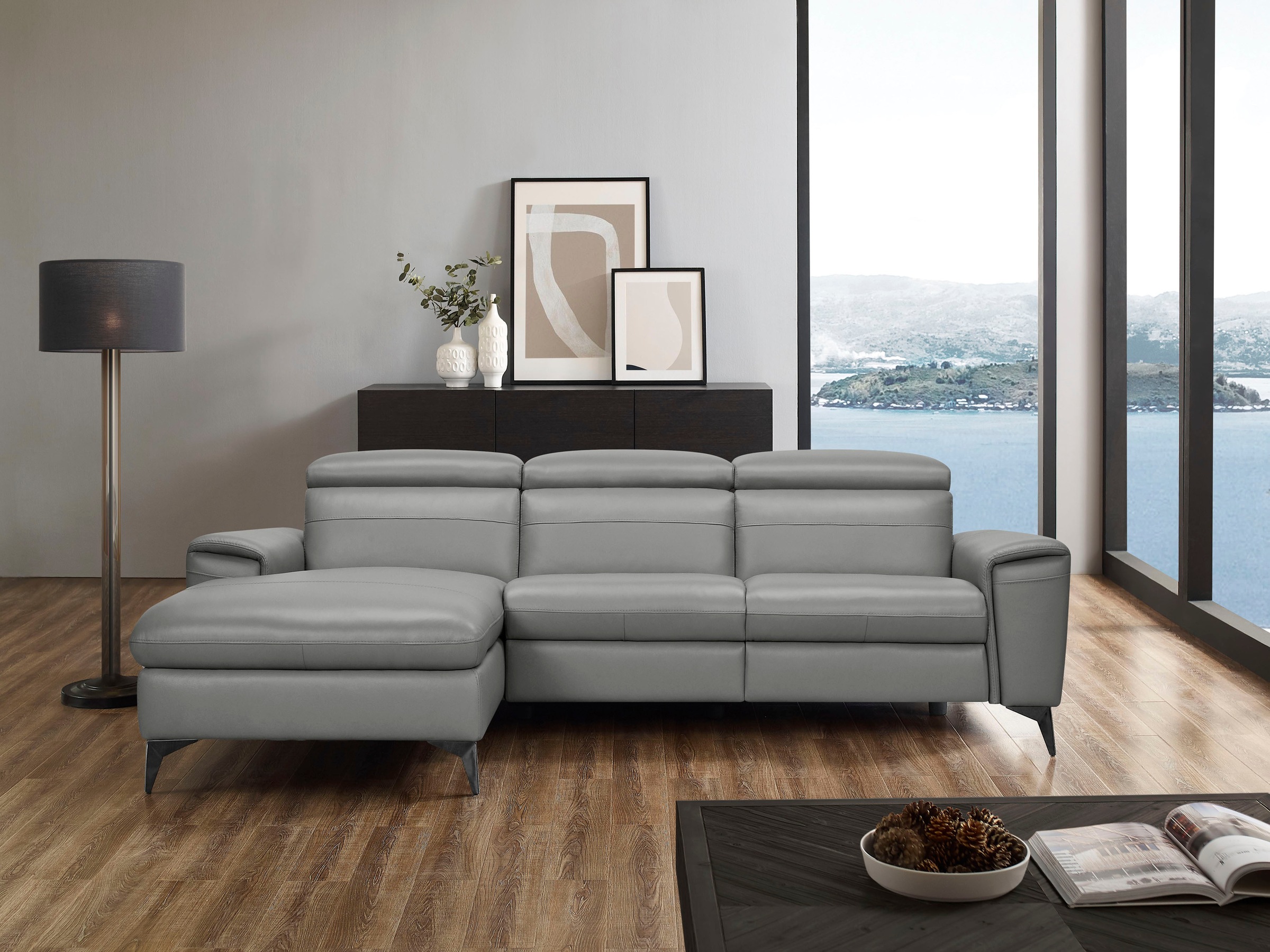 Places of Style Ecksofa »Theron, L-Form, 263 cm,«, elektrische Relaxfunktion, USB-Anschluss, manuelle Kopfteilverstellung