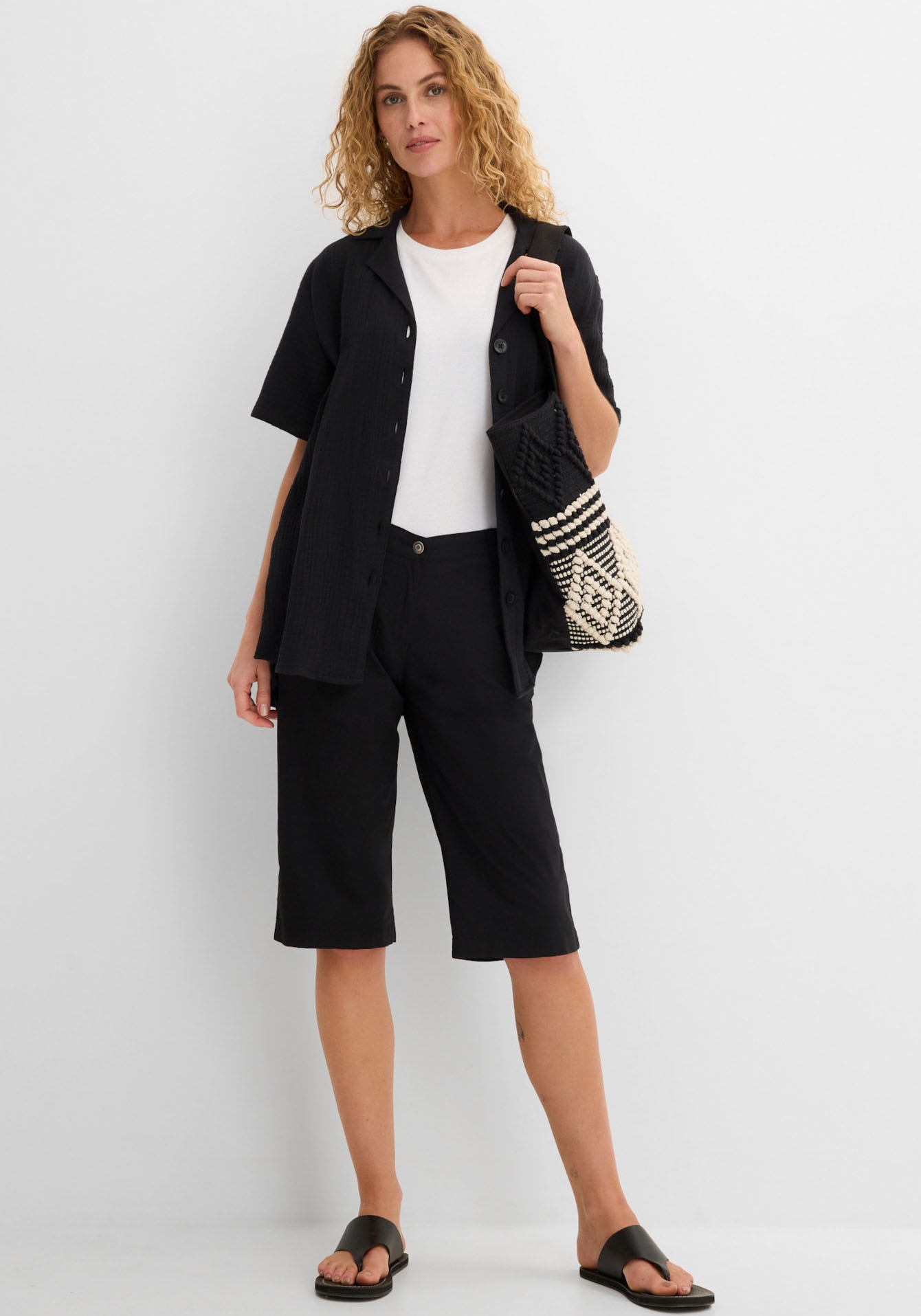 bonprix Longbermudas  aus Baumwolle mit Elasthan, Regular Fit, mit Komfortbund