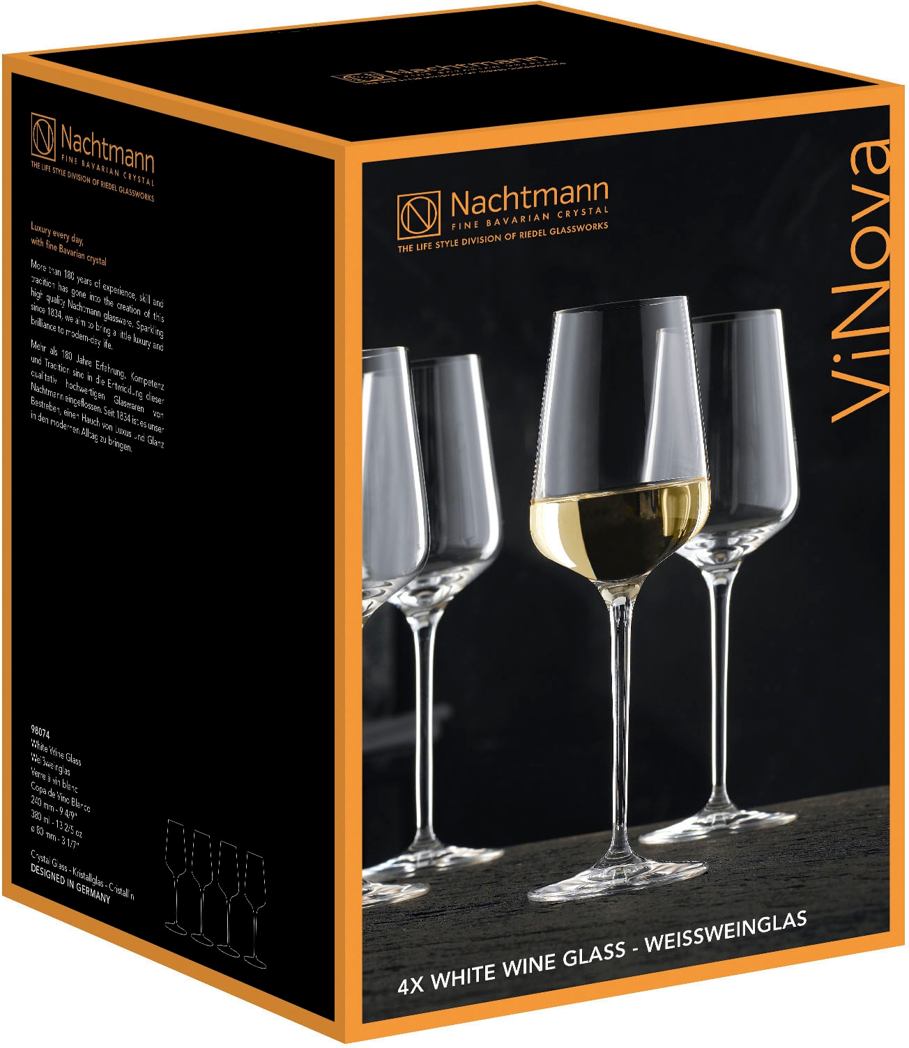 Nachtmann Weißweinglas »ViNova«, (Set, 4 tlg., Set bestehend aus 4 Gläsern), 380 ml, 4-teilig, Made in Germany