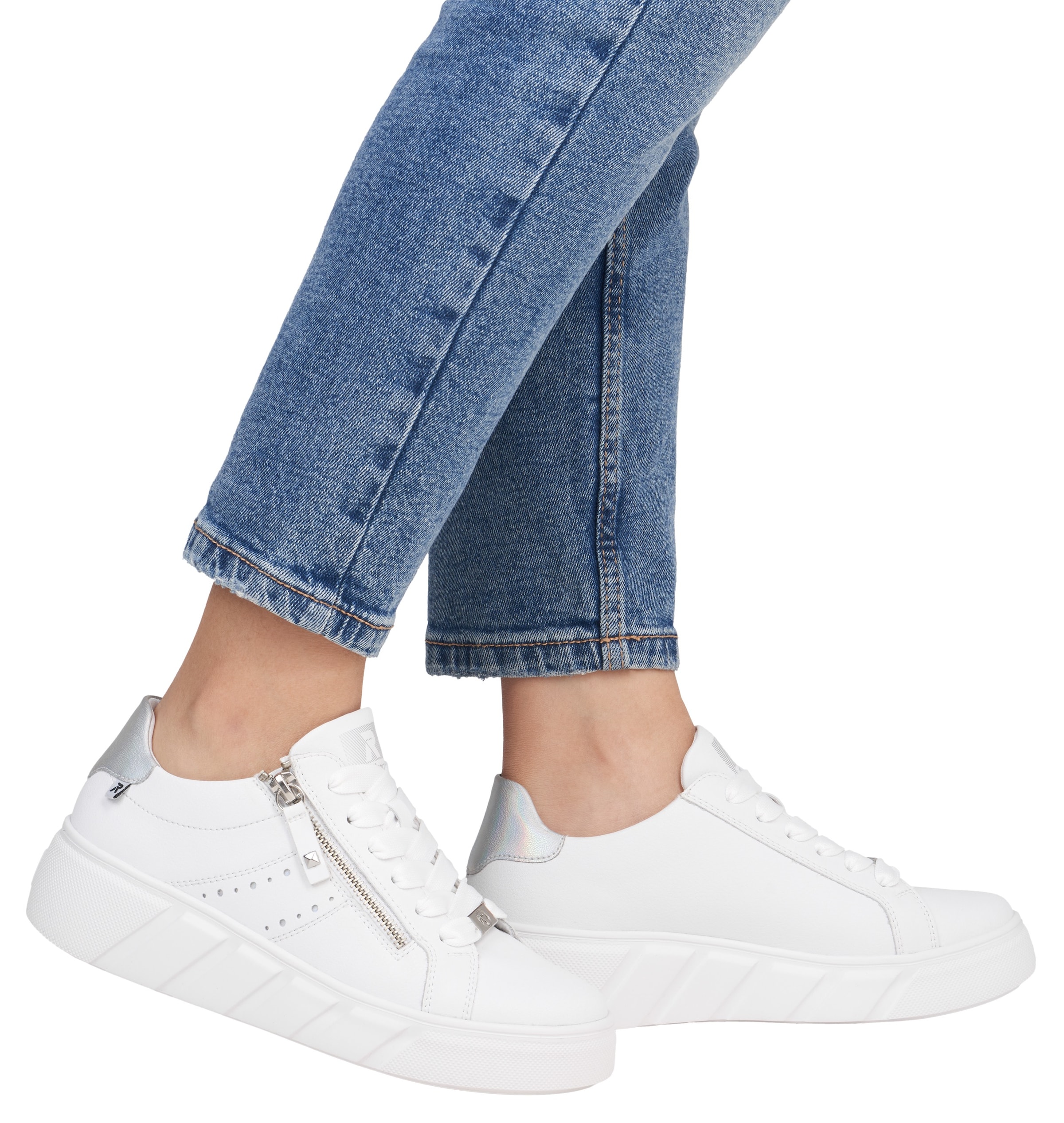 RIEKER Sport Plateausneaker  , Freizeitschuh, Halbschuh, Schnürschuh mit seitlicher Perforation