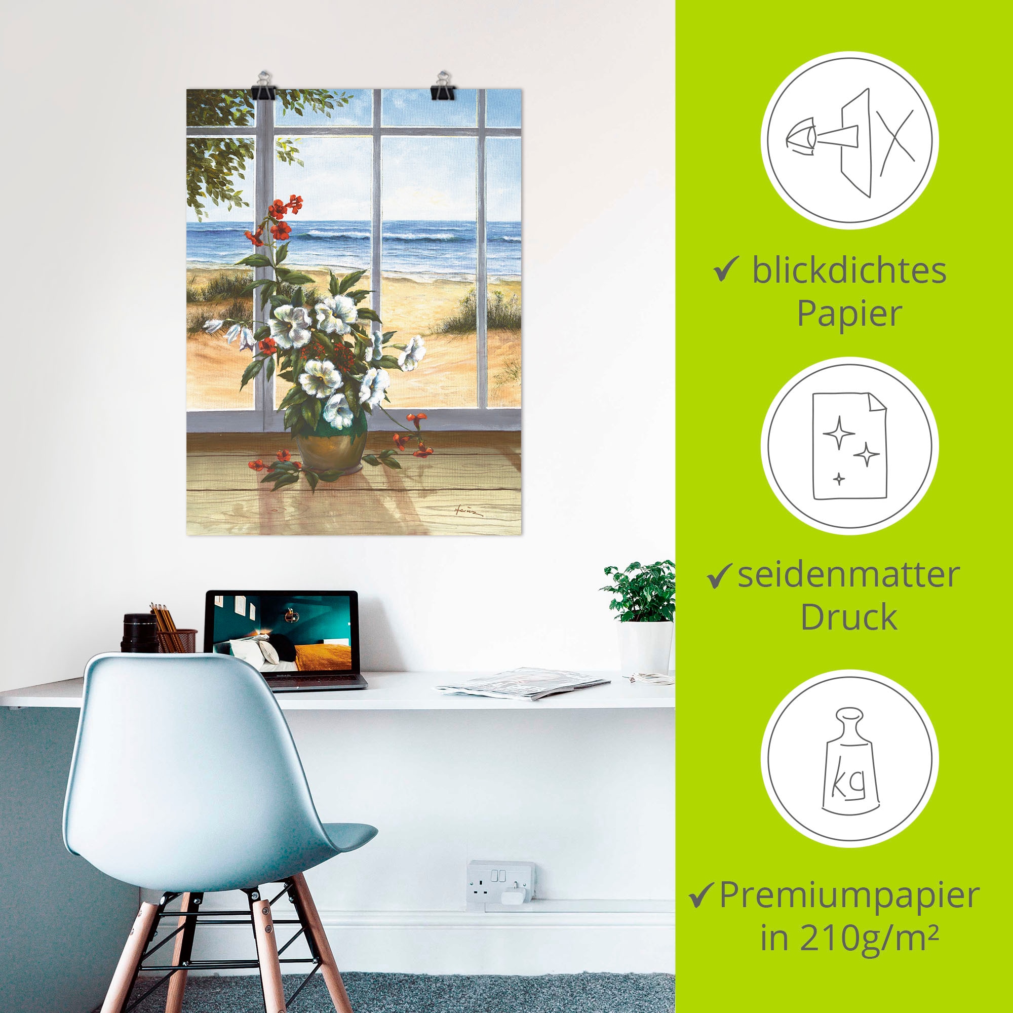 Artland Wandbild »Meerblick«, Fensterblick, (1 St.), als Leinwandbild, Poster in verschied. Größen
