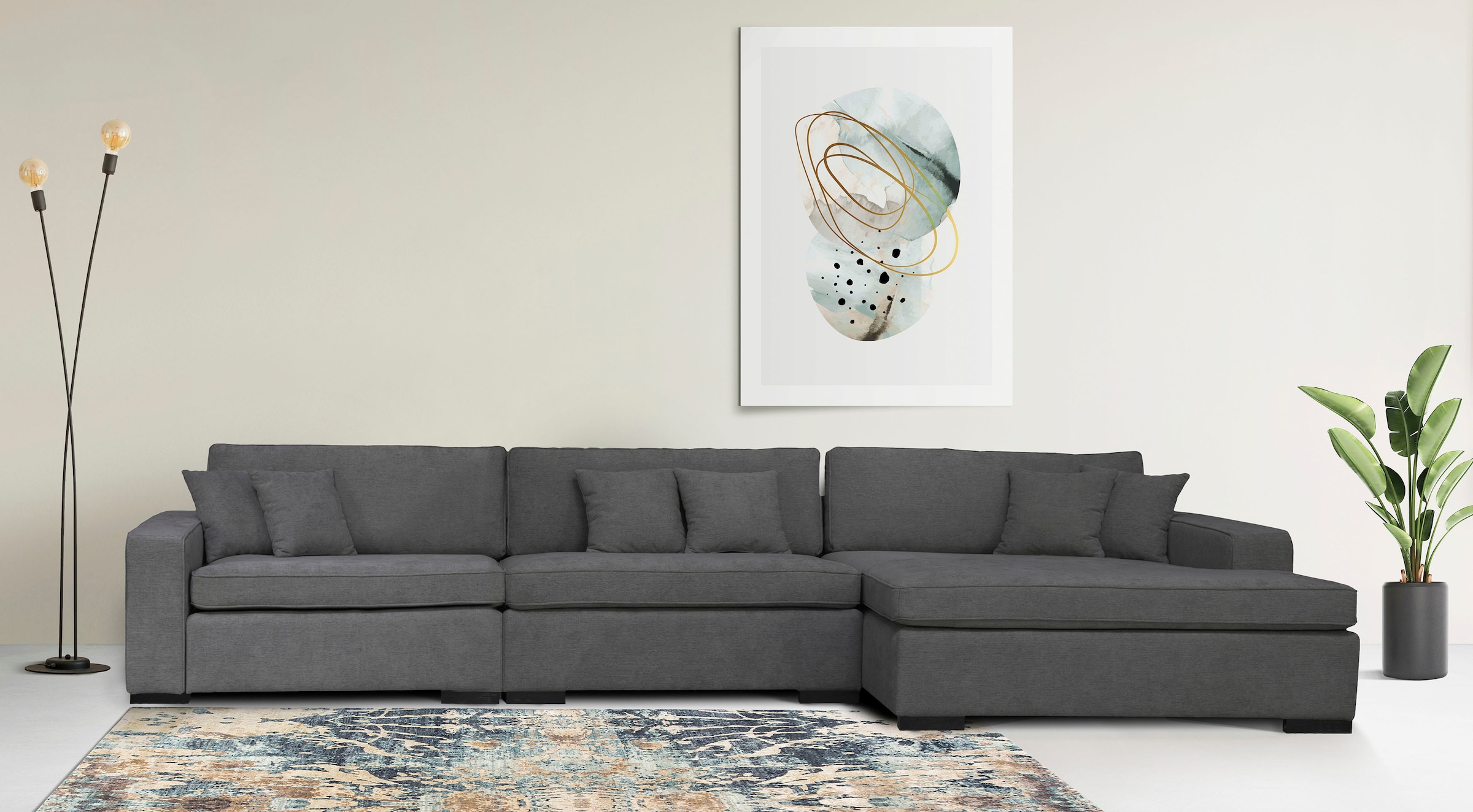 Home affaire Ottomane »Skara L-Form«, Lounge-Sofa mit Federkernpolsterung, günstig online kaufen