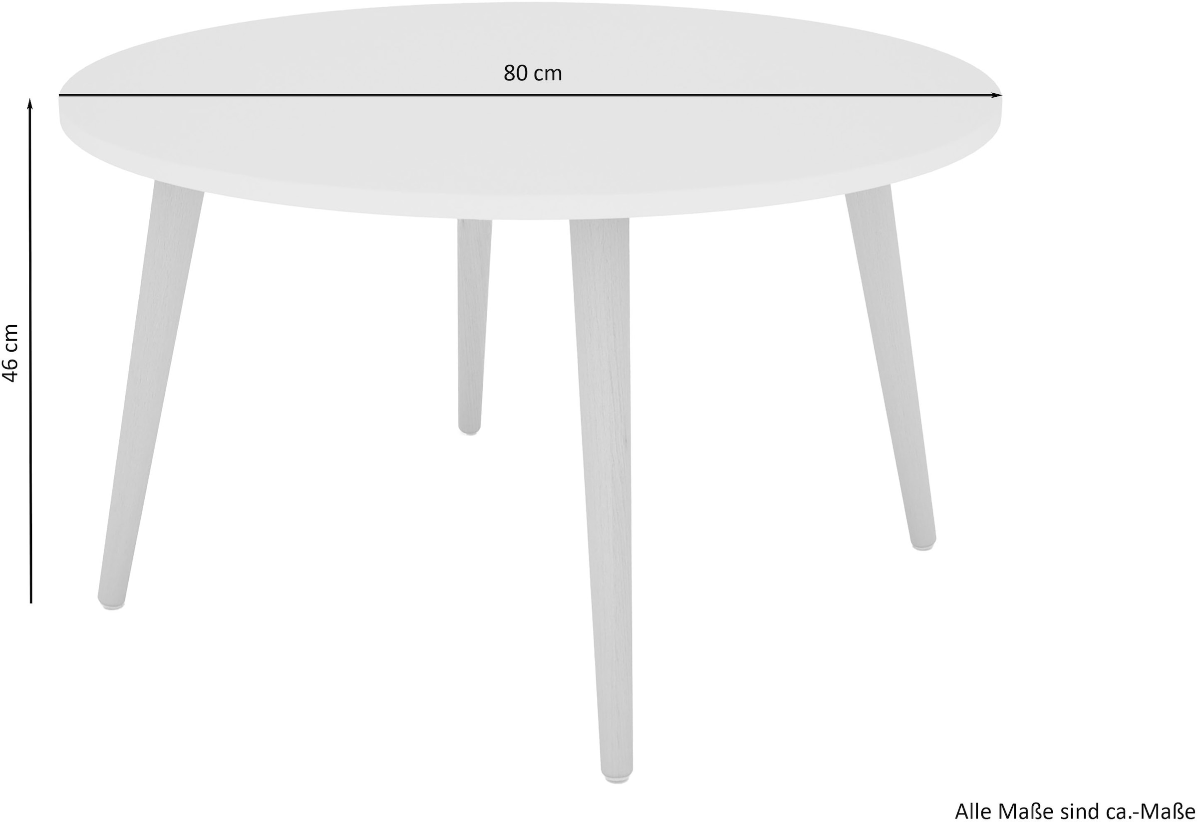 byLIVING Couchtisch »LASSE« Tischplatte weiß, Gestell Buche natur, Breite: 80 cm