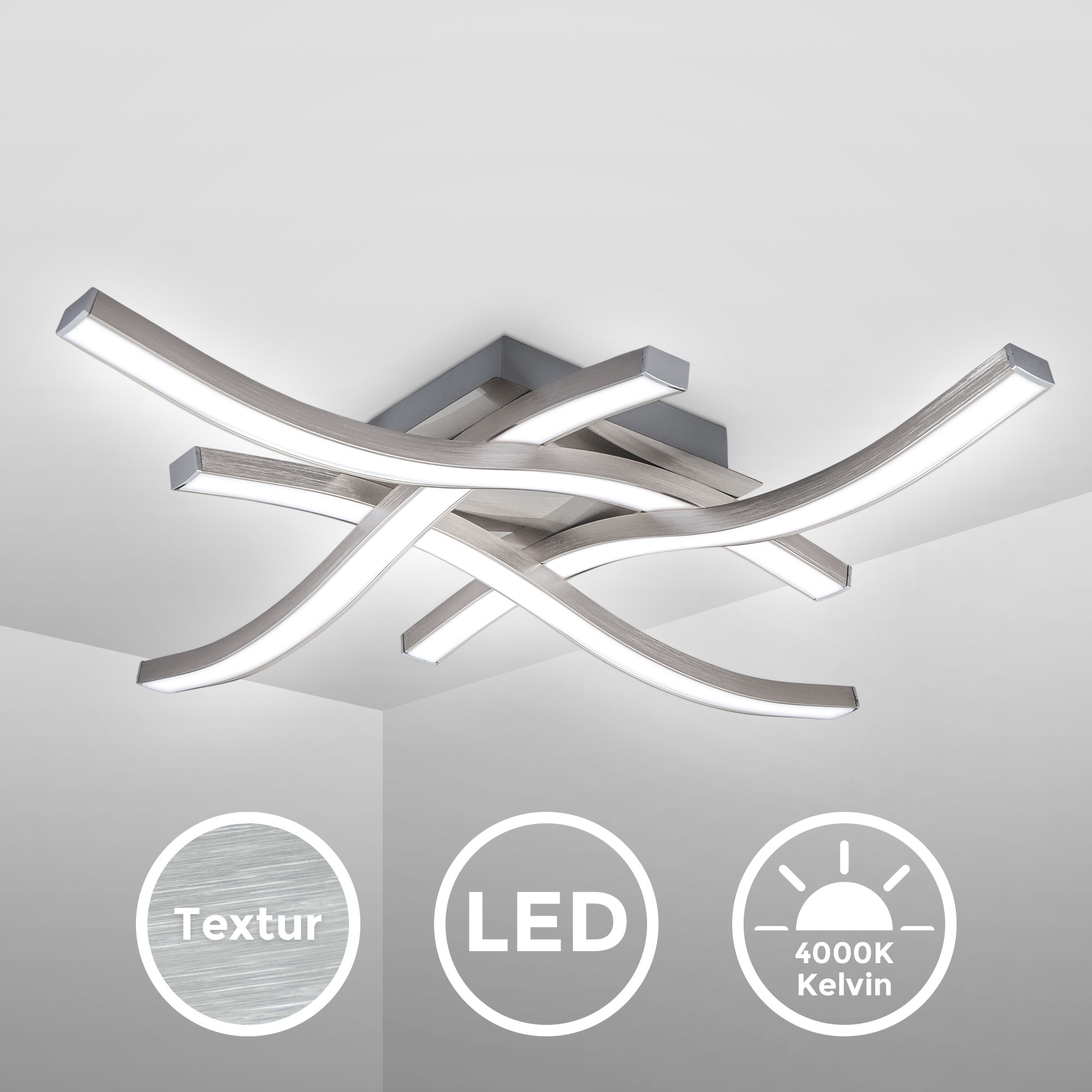 B.K.Licht LED Deckenleuchte, neutralweiß, 20 Watt 2.000 Lumen, Aluoptik, ge günstig online kaufen