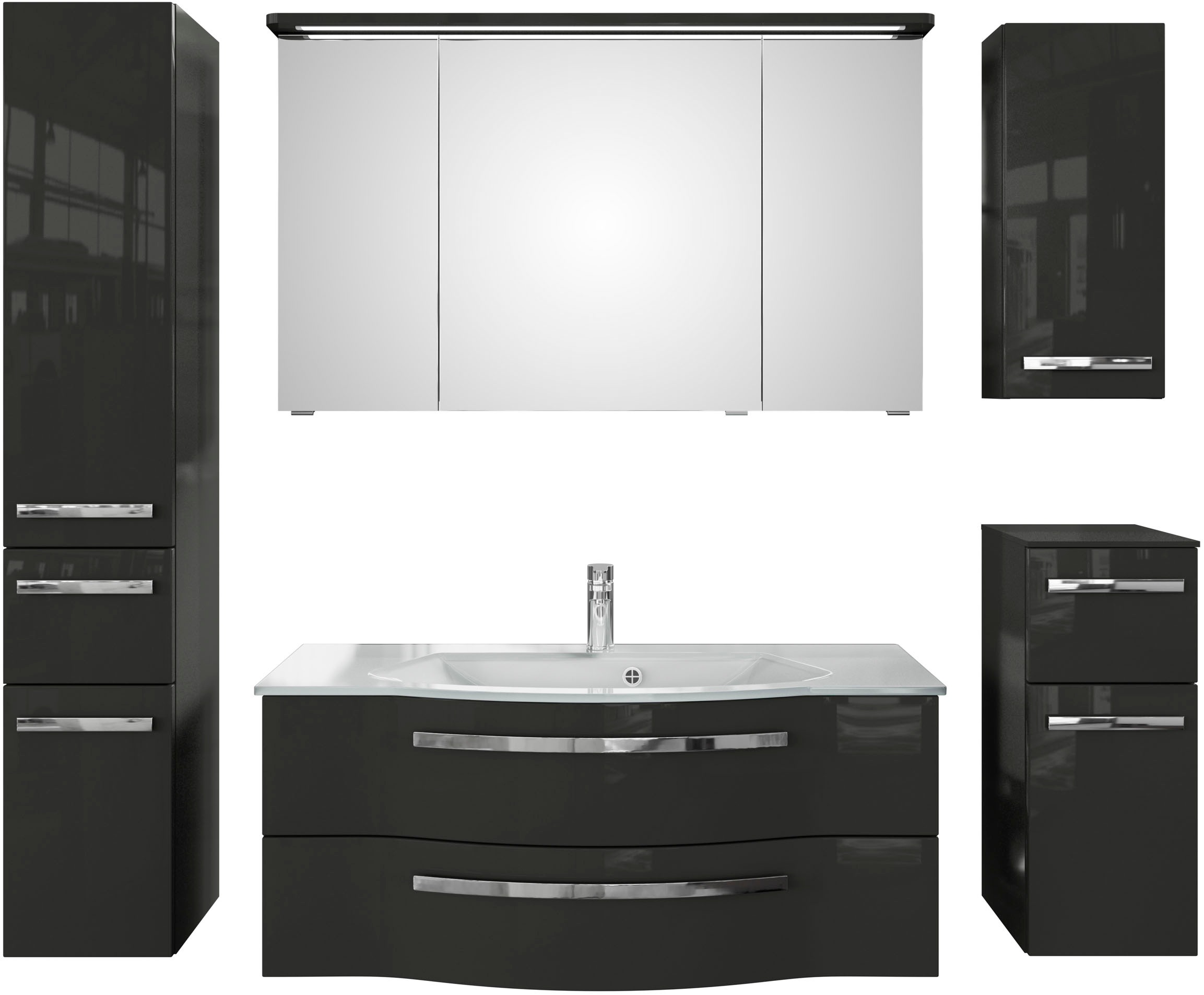 Saphir Badmöbel-Set »Serie 4005, vormontiert, Glaswaschbecken, Spiegelschra günstig online kaufen