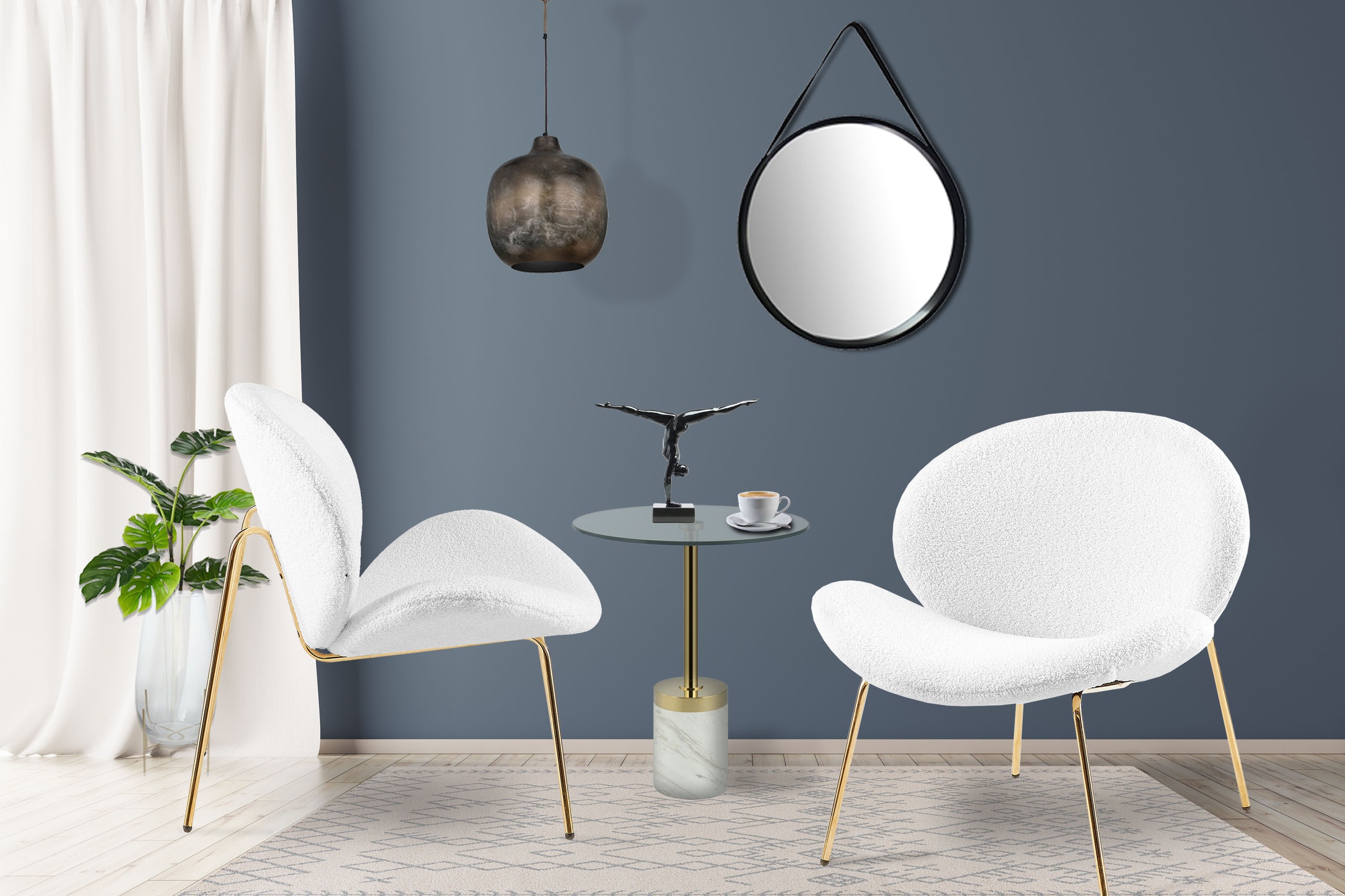 Kayoom Polsterstuhl »Stuhl Jaden 125 2er-Set, im angesagten Stoff mit dem Kräusel-Effekt«, (Set), 2 St., Ästhetisch minimalistisches Design, Bouclé Stoff, breites Sitzen