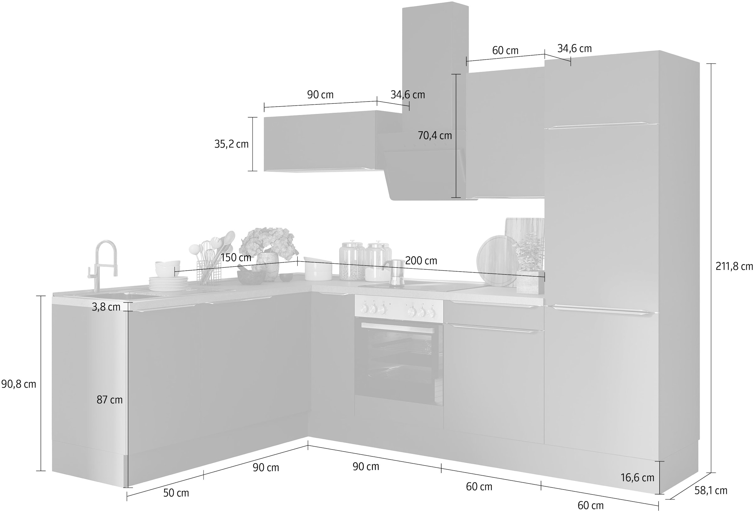 OPTIFIT Winkelküche »Aken«, mit E-Geräten, Stellbreite 200 x 270 cm jetzt  im %Sale