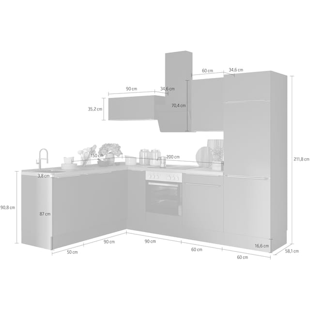 OPTIFIT Winkelküche »Aken«, mit E-Geräten, Stellbreite 200 x 270 cm jetzt  im %Sale