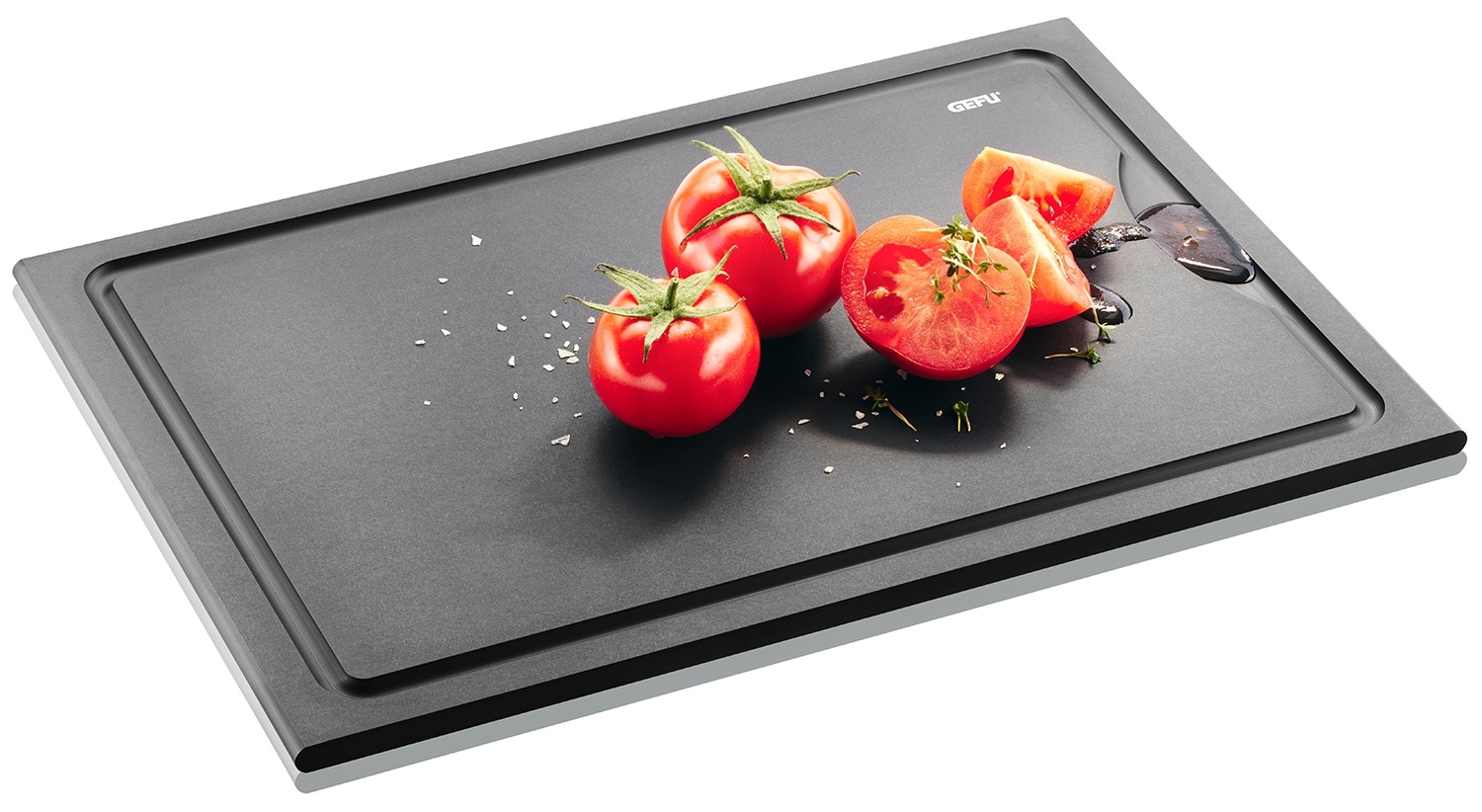 GEFU Schneidebrett »SLIZE« Holzverbundstoff aus 80 % recyceltem Material, Saftrille