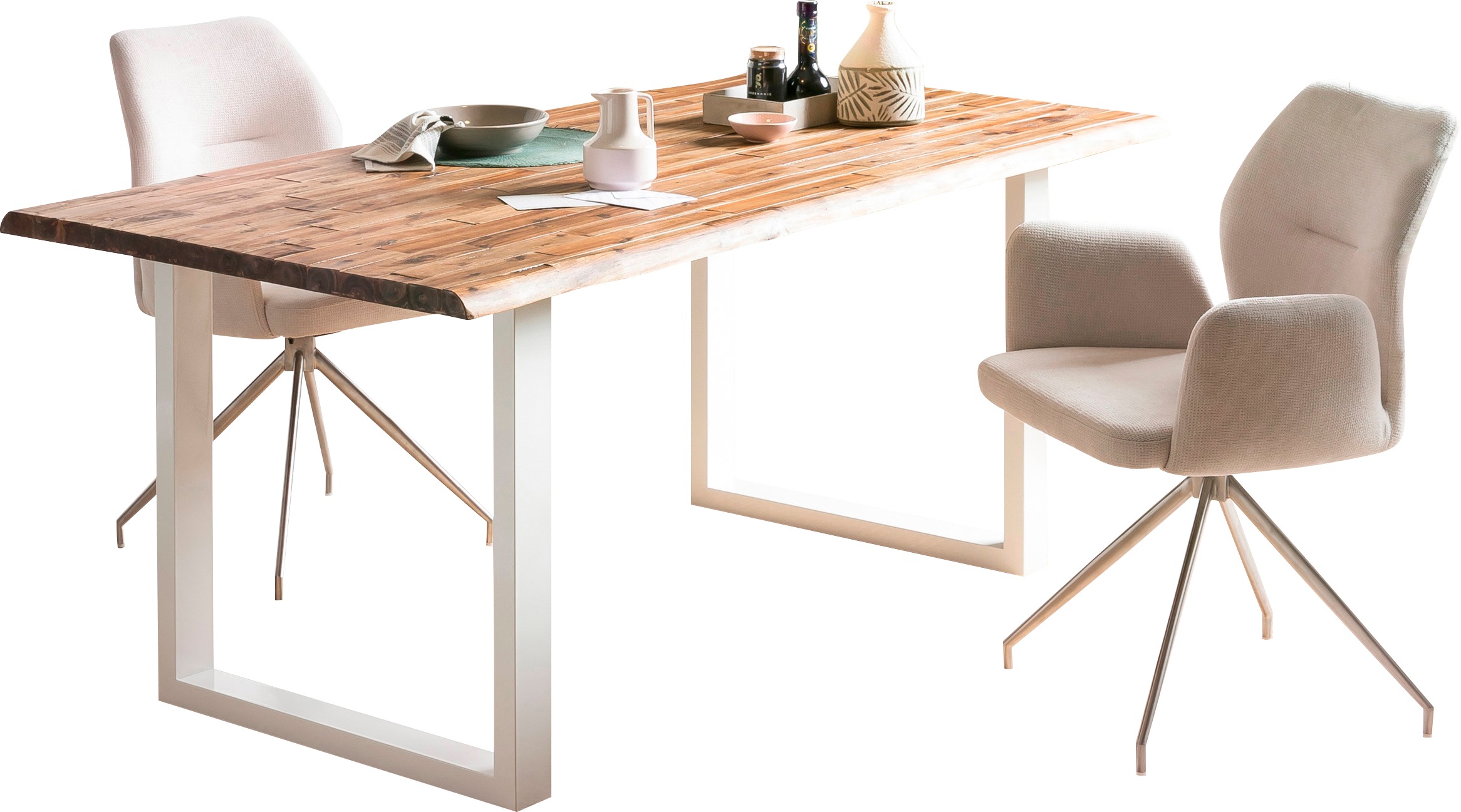 SalesFever Baumkantentisch »Tisch mit Baumkante im Natur-Look« Metall triff günstig online kaufen