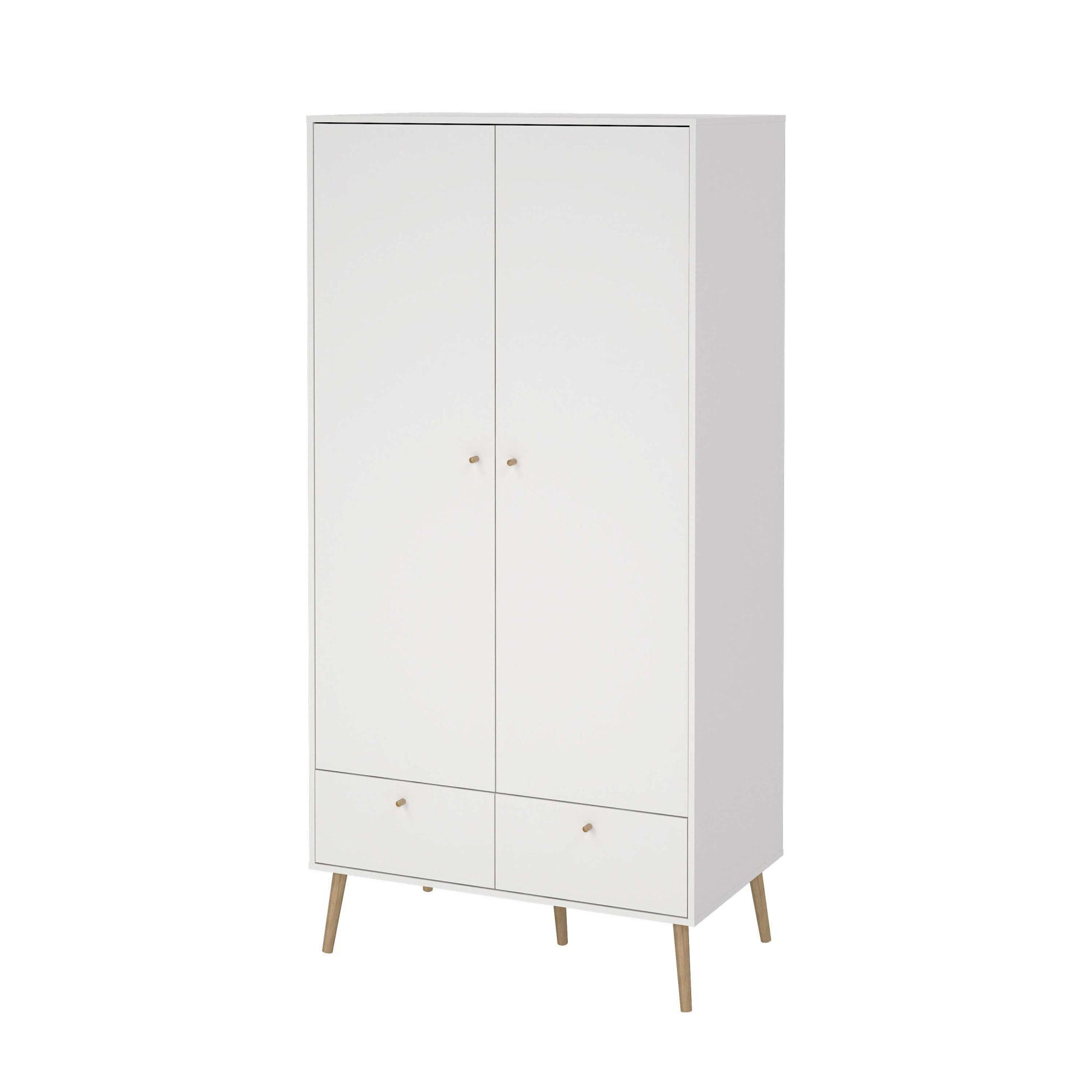 andas Kleiderschrank »Bodo, Drehtürenschrank, Aufbewahrung Kasten Schrank Stauraum«, 2 Türen, 2 Schubladen, Beine und Griffe Massivholz, Breite 99 cm