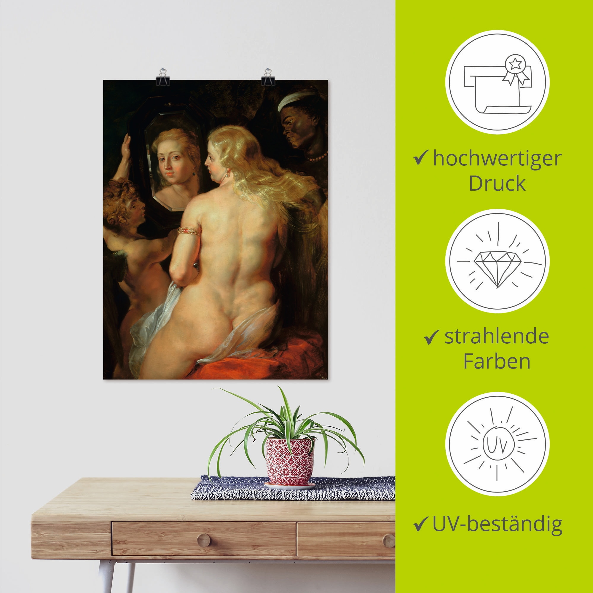Artland Kunstdruck »Toilette der Venus«, Frau, (1 St.), als Leinwandbild, Wandaufkleber oder Poster in versch. Größen