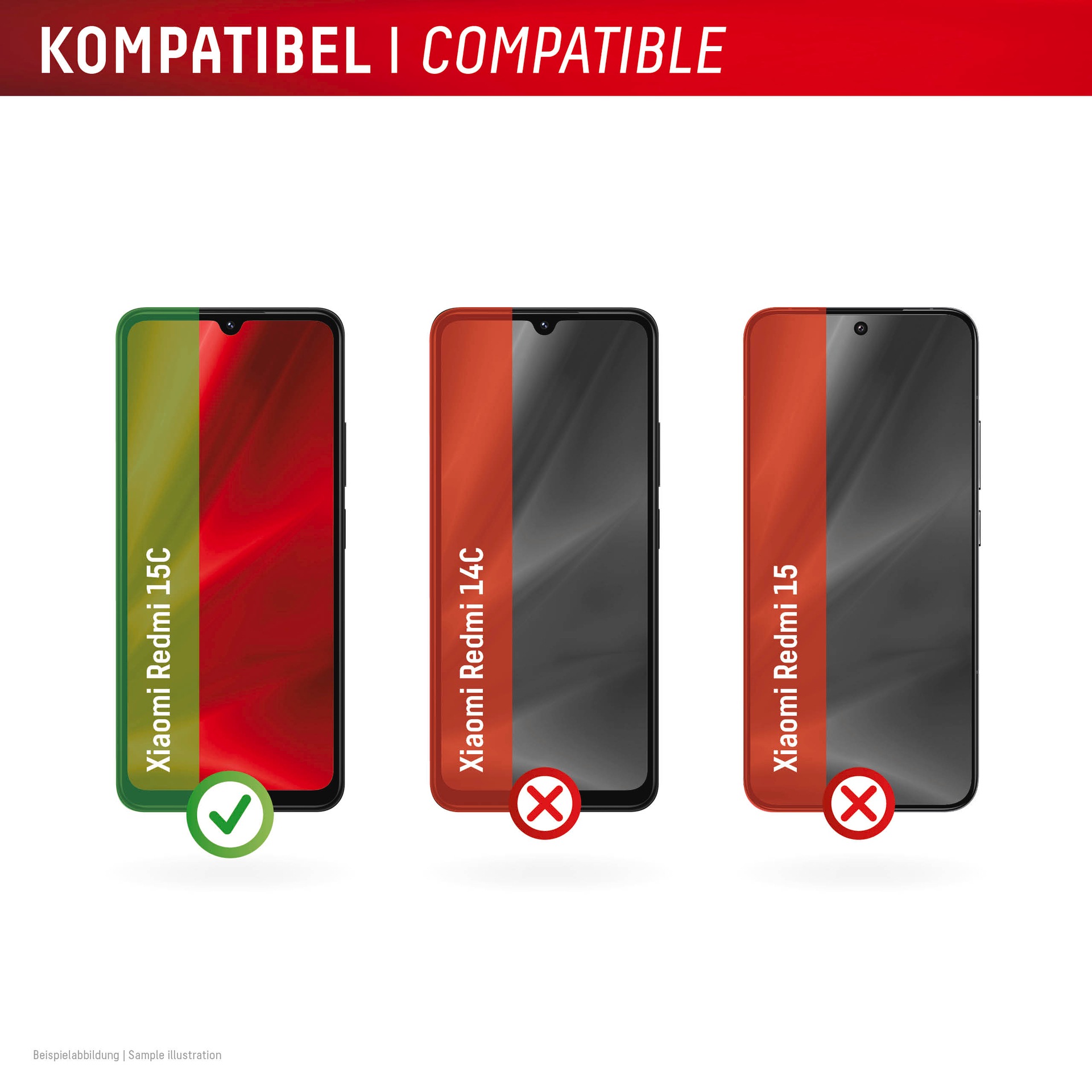 Displex Displayschutzglas »Smart Glass Screen Protector« für Xiaomi Redmi 15C Displayschutzfolie, Schutzfolie, Bildschirmschutz, kratz- & stoßfest