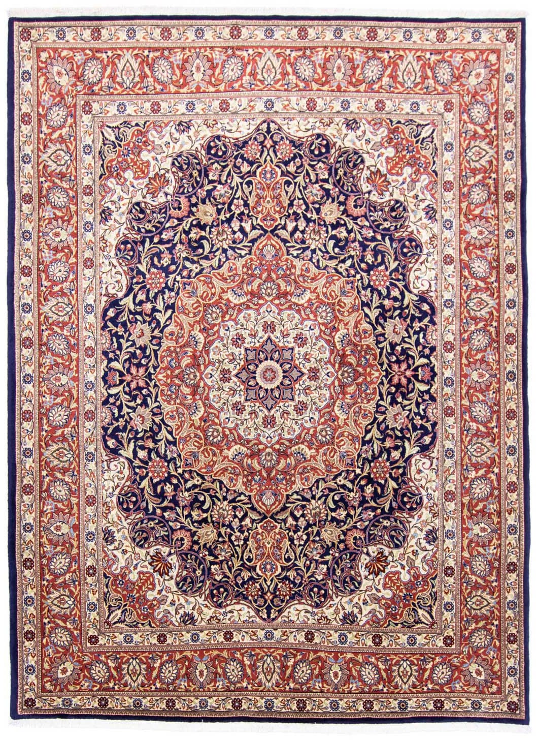 morgenland Wollteppich »Ghom Medaillon Blu scuro 301 x 221 cm«, rechteckig, günstig online kaufen