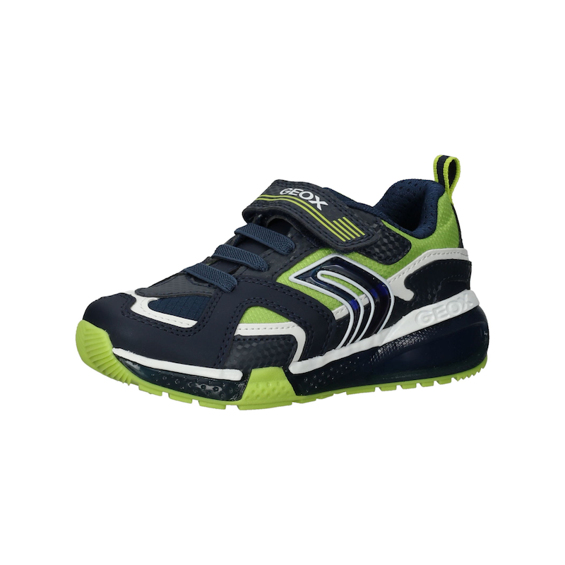 GEOX Sneaker »Sneaker Lederimitat/Textil« Navy/Lime 28 28 Verschluss: Klettverschluss