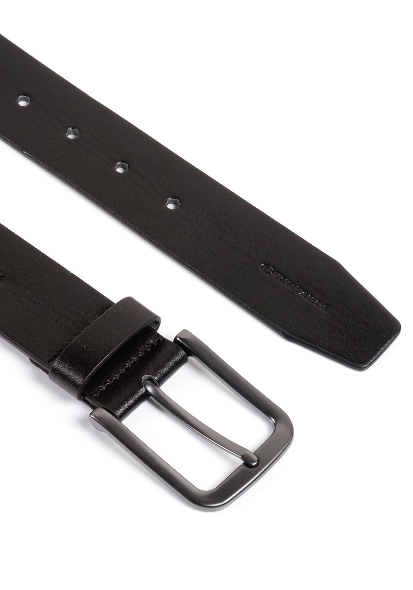 TOM TAILOR Synthetikgürtel »TTRoss« mit geschwärzter Schließe und Logoprägung auf der Spitze