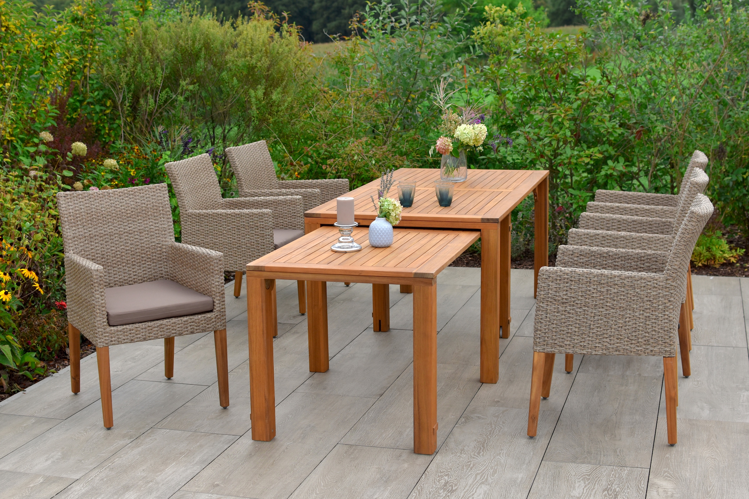MERXX Garten-Essgruppe »Ranzano« Set, 13 Stk. tlg. 6 Sessel inkl. Sitzkisse günstig online kaufen