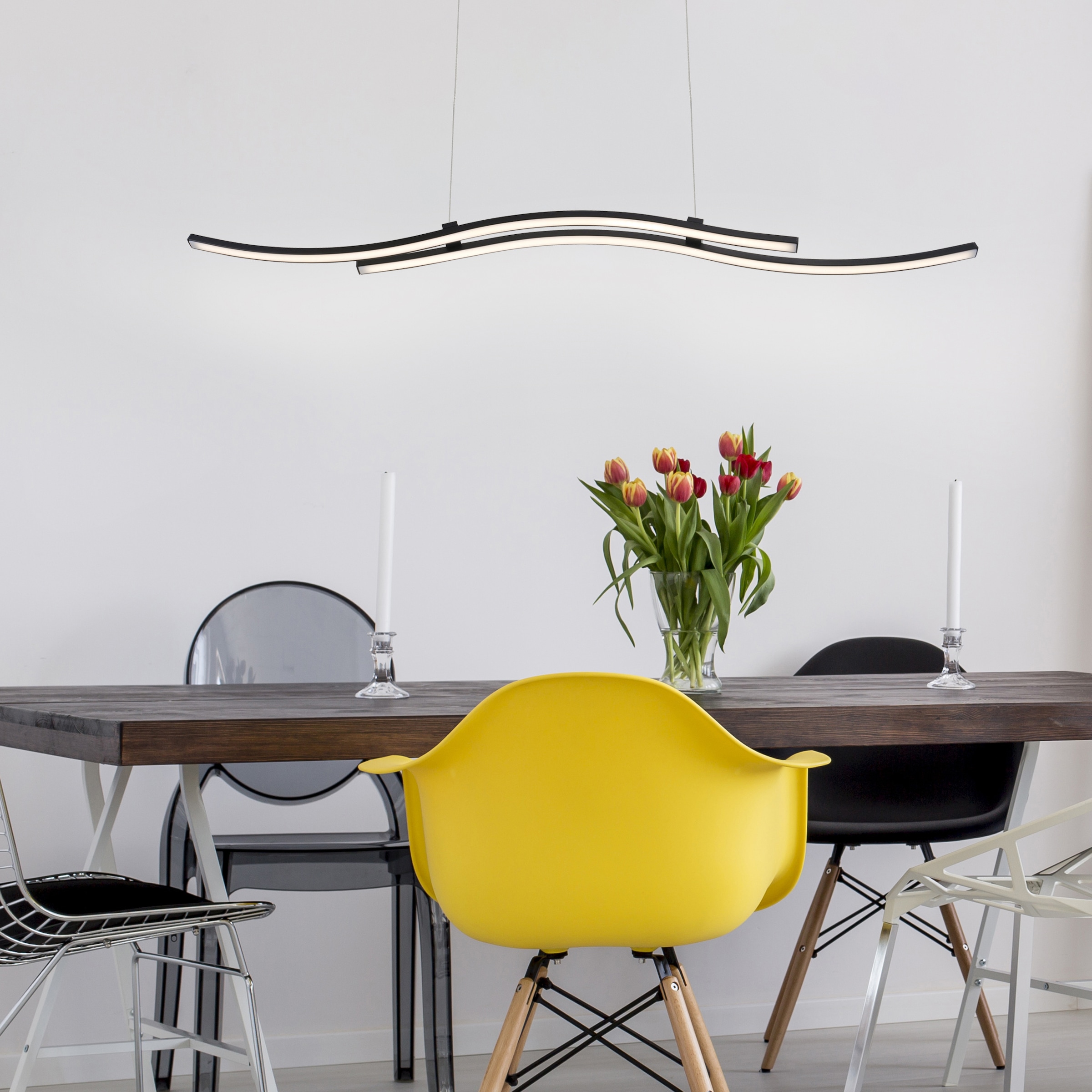 näve Pendelleuchte »Onda«, 2 flammig, Leuchtmittel LED-Modul | LED fest integriert, schwarz matt, Aluminium/Eisen/Kunststoff