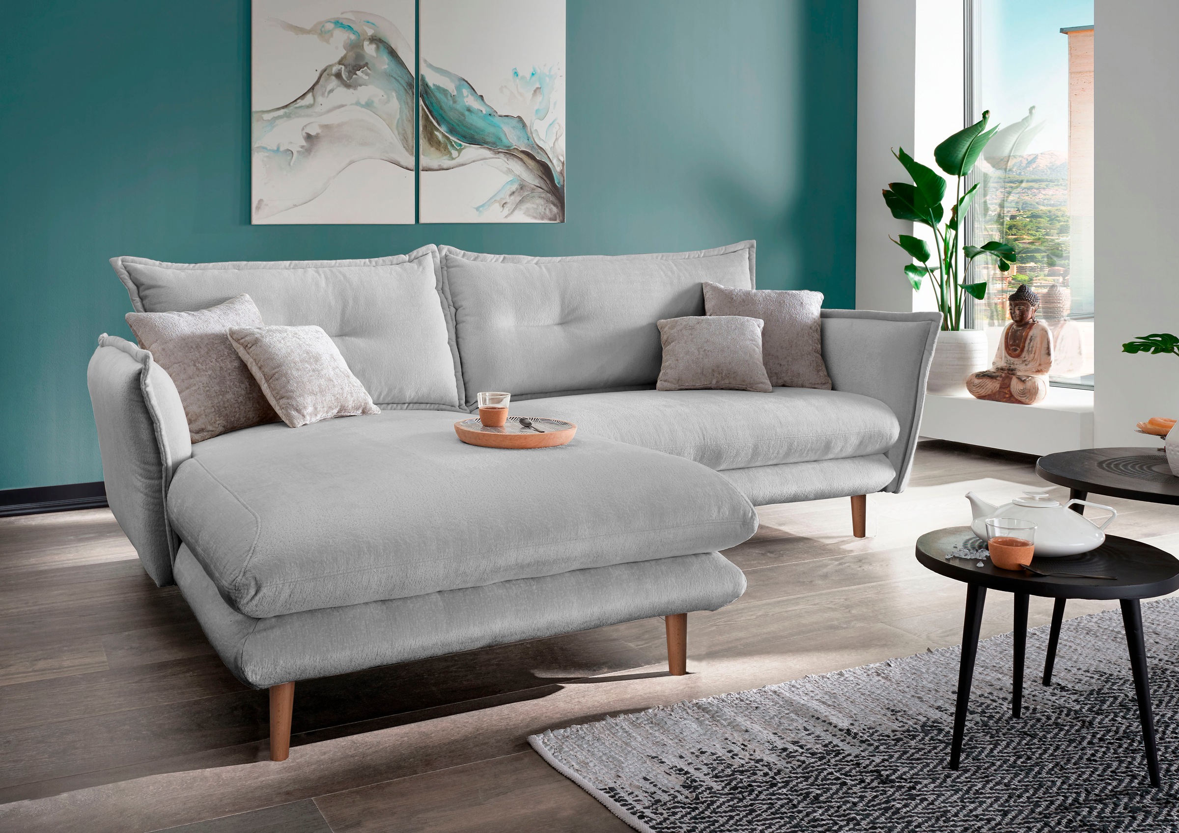 INOSIGN Ecksofa »Lazio modern und bequem, schmale Armlehnen, tolle Detailve günstig online kaufen