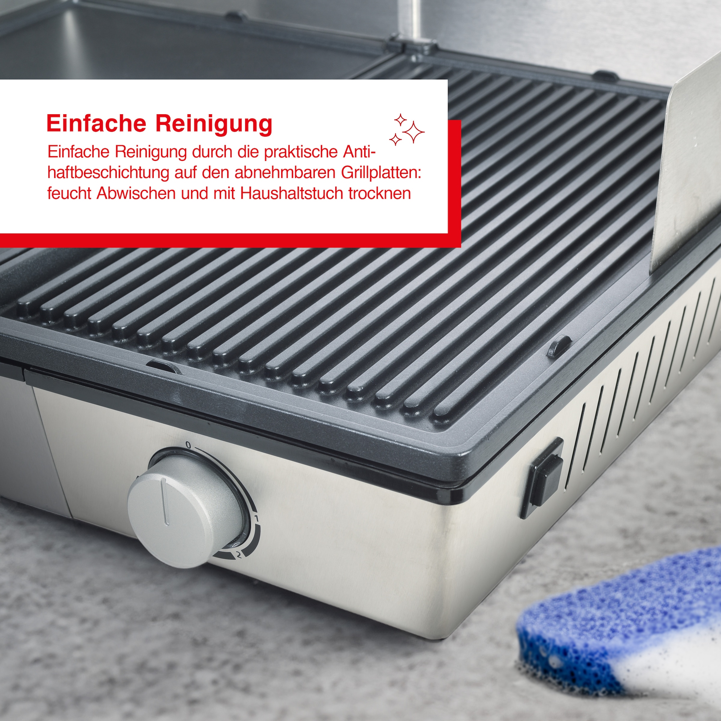 SOLIS OF SWITZERLAND Tischgrill »Deli Grill (Typ 7951)«, 2200 W, Elektrogrill mit abnehmbaren Grillplatten