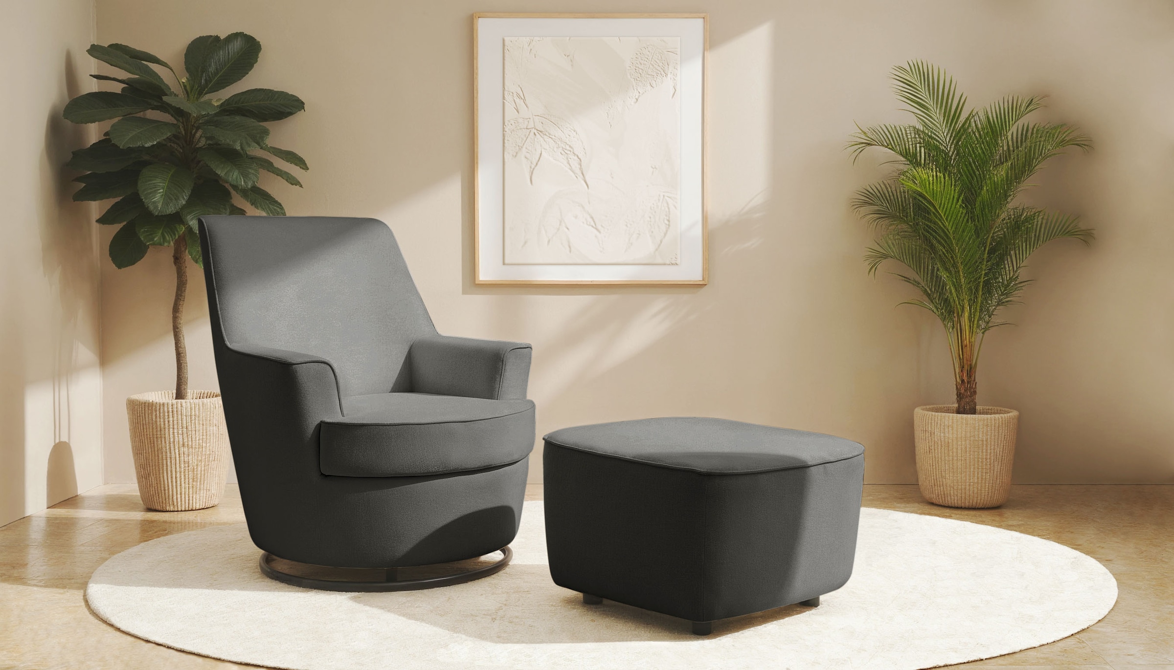 Home affaire Drehsessel »HETTY, Drehsessel mit Wippfunktion und Hocker; Les günstig online kaufen